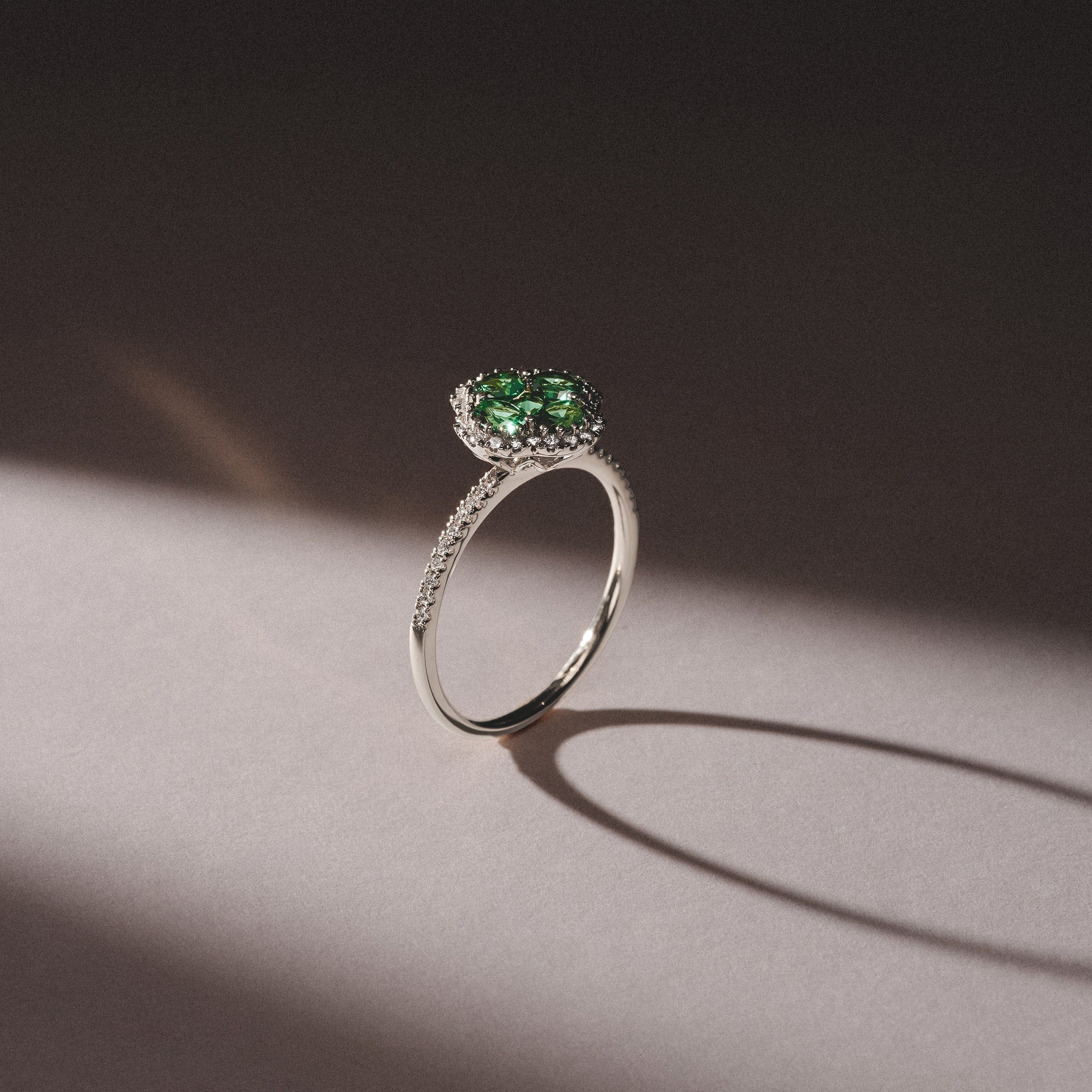 Alegria 0.75ct Lab Emerald Halo Ring in Sterling Silver