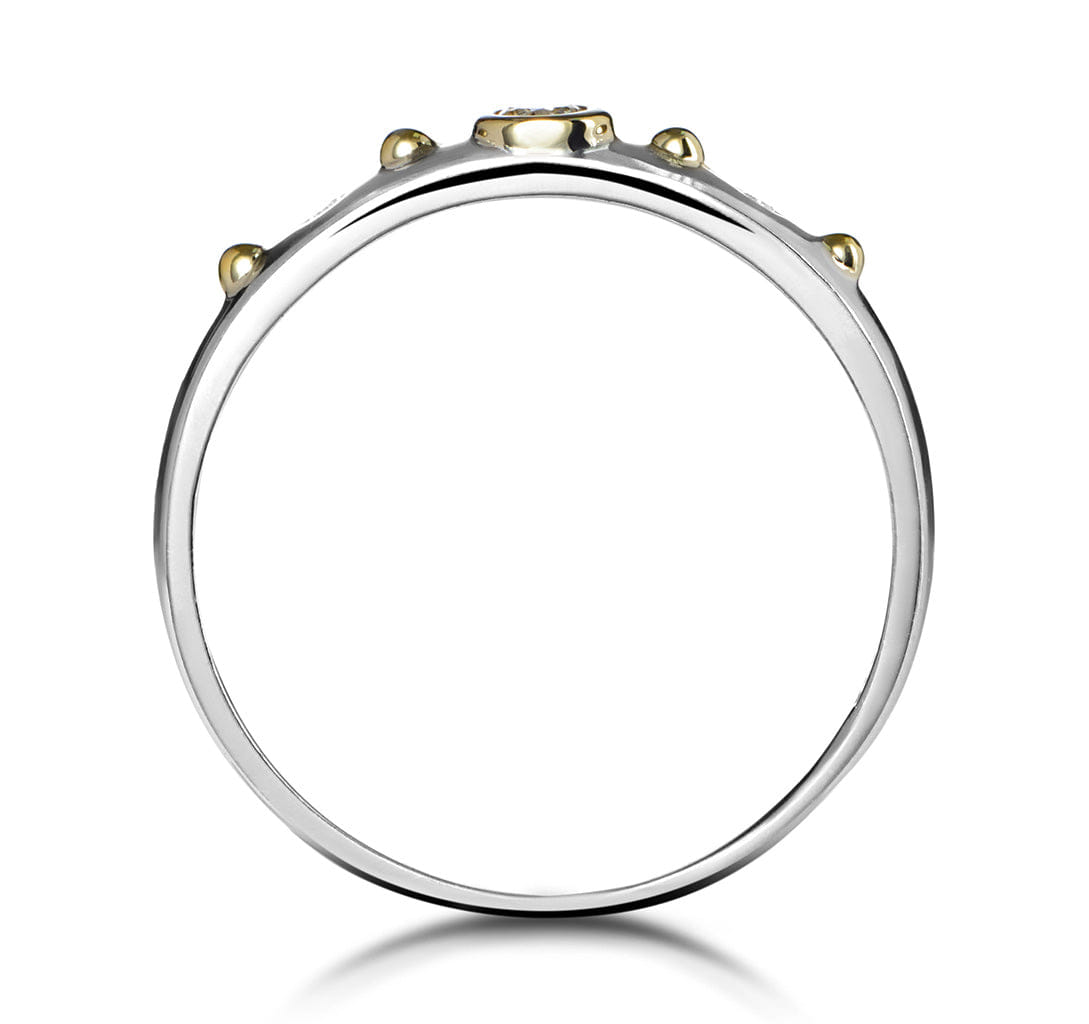 Diamond Three Stone Rubover Diamond Set Band in 9K White Gold - SIZE V