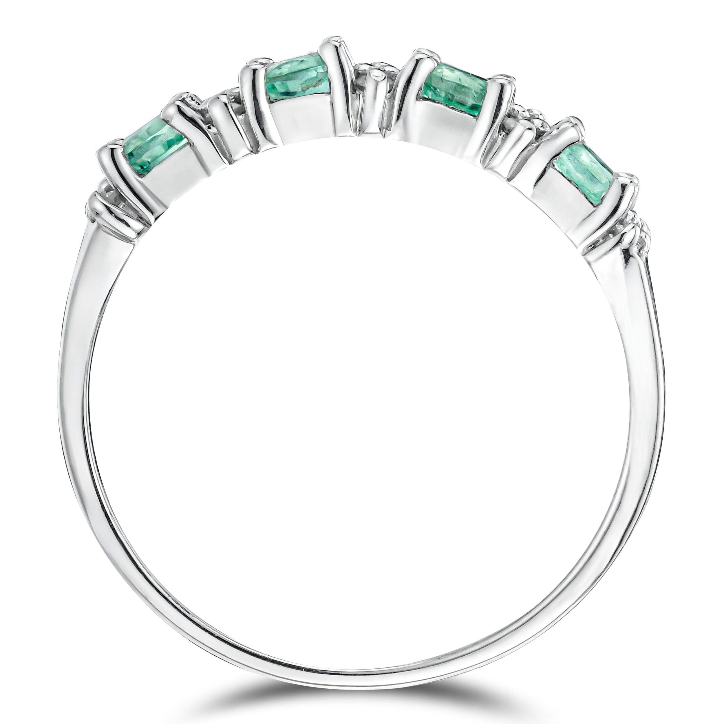 Diamond Emerald 0.60ct And Diamond 925 Sterling Silver Ring