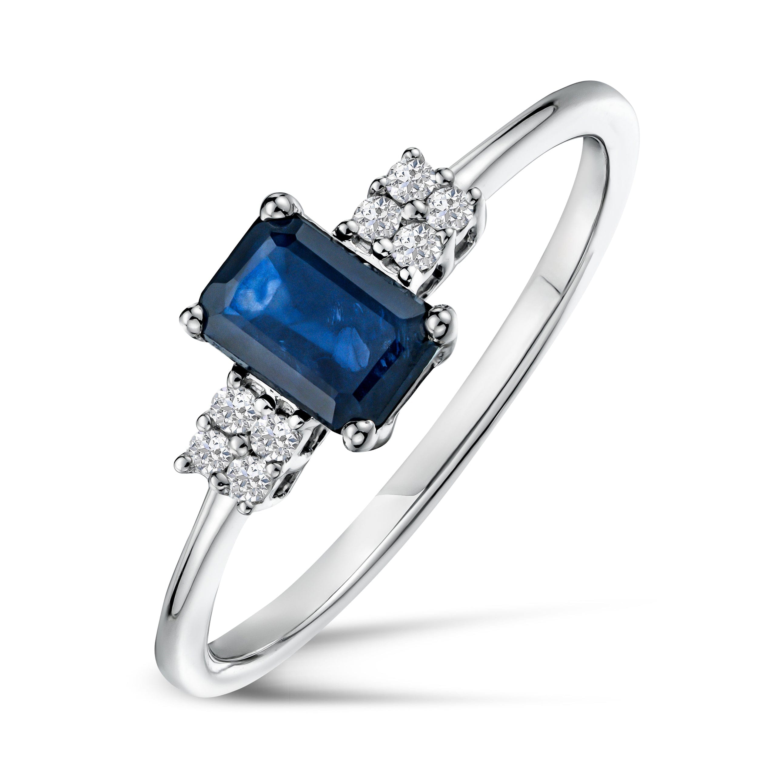 Diamond Sapphire 6 x 4 mm And Diamond 925 Sterling Silver Ring