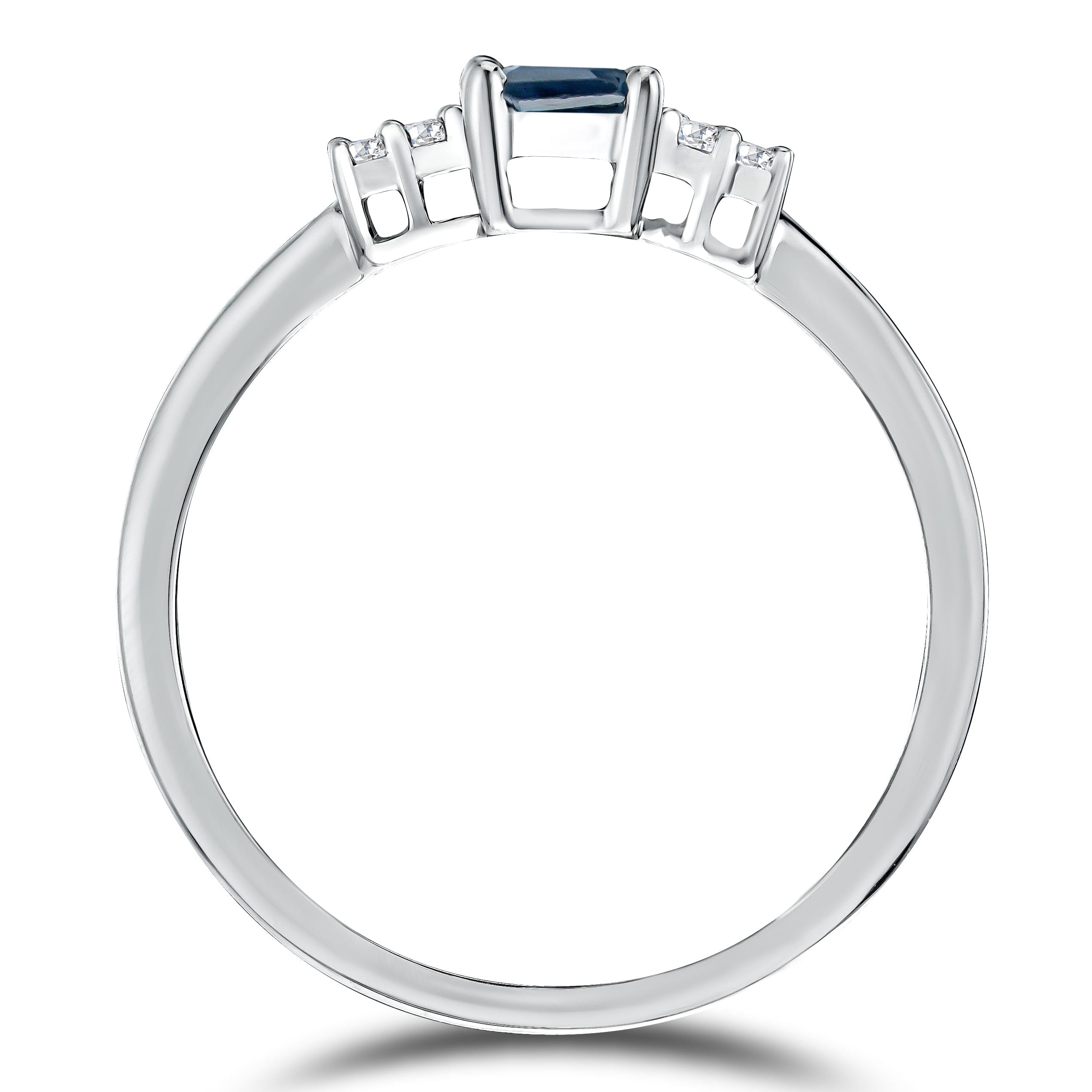 Diamond Sapphire 6 x 4 mm And Diamond 925 Sterling Silver Ring