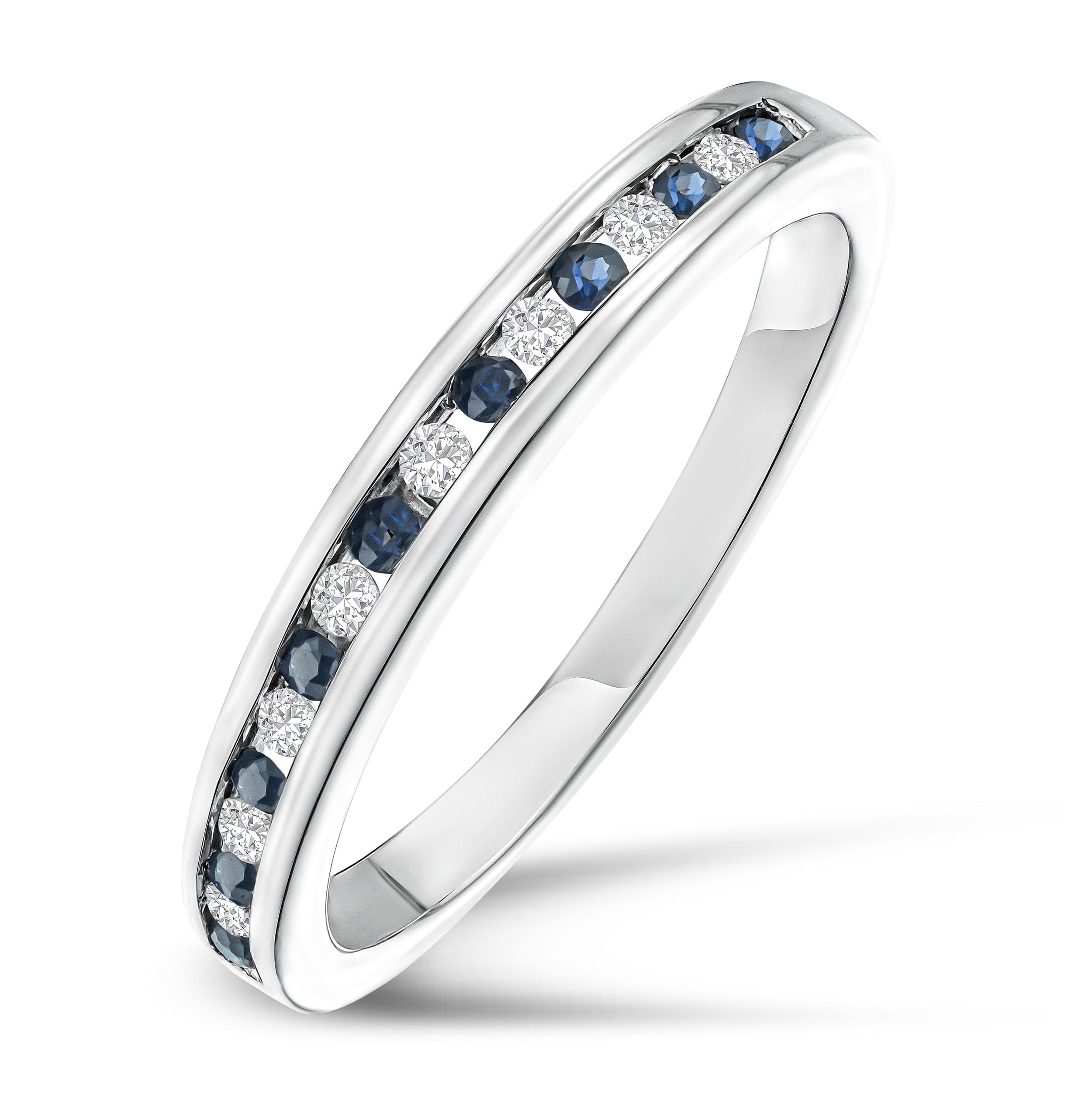 Diamond Sapphire 0.12ct And Diamond 925 Sterling Silver Ring