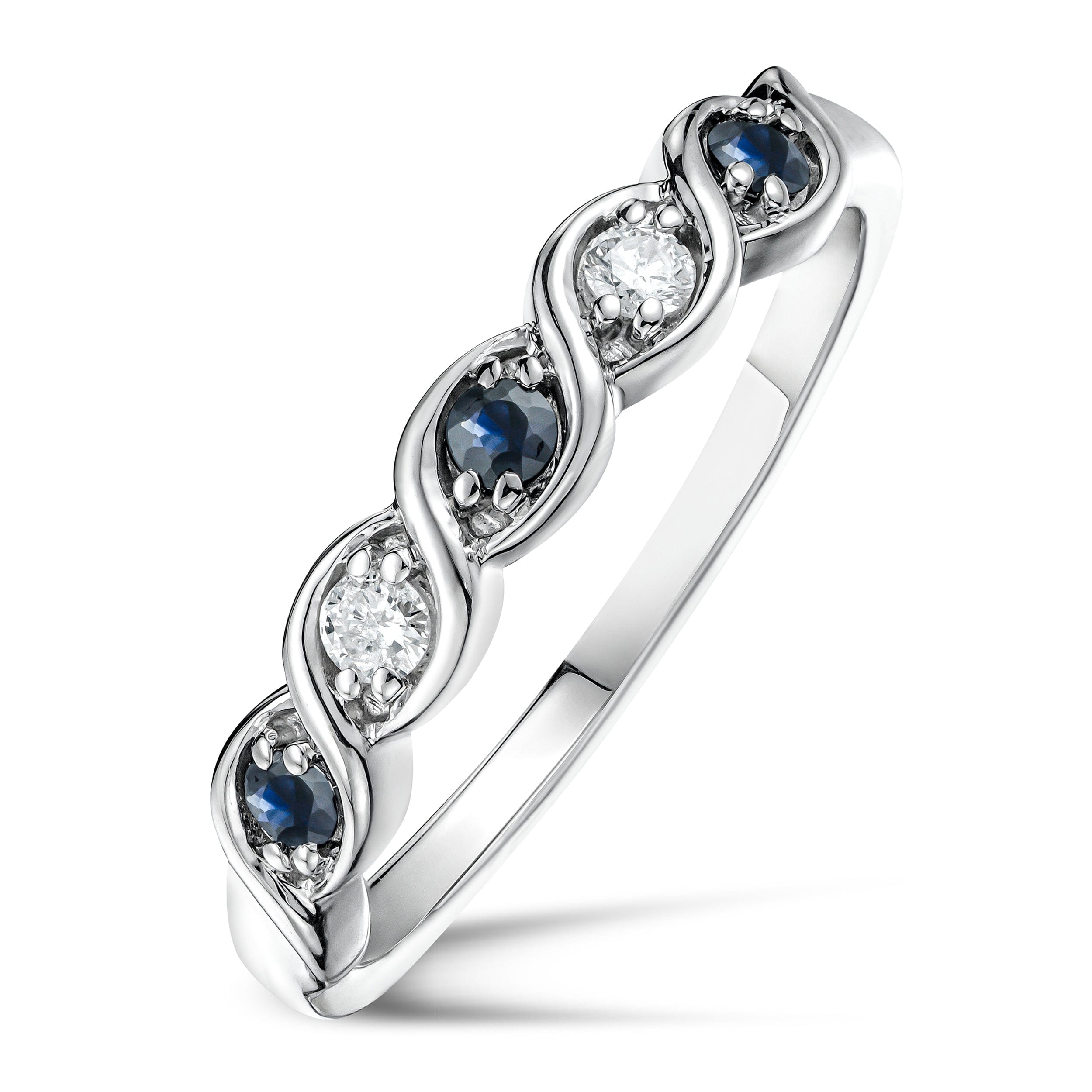 Diamond Sapphire 2.25 x 2.25 mm And Diamond 925 Sterling Silver Ring