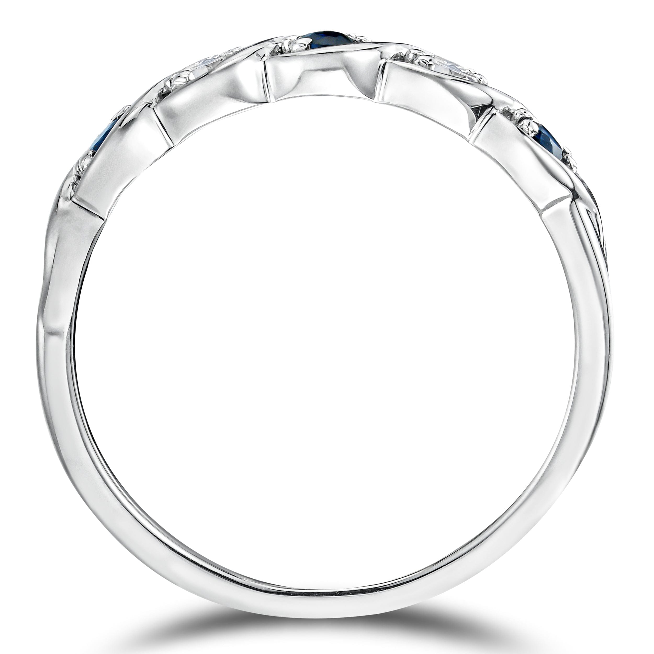 Diamond Sapphire 2.25 x 2.25 mm And Diamond 925 Sterling Silver Ring