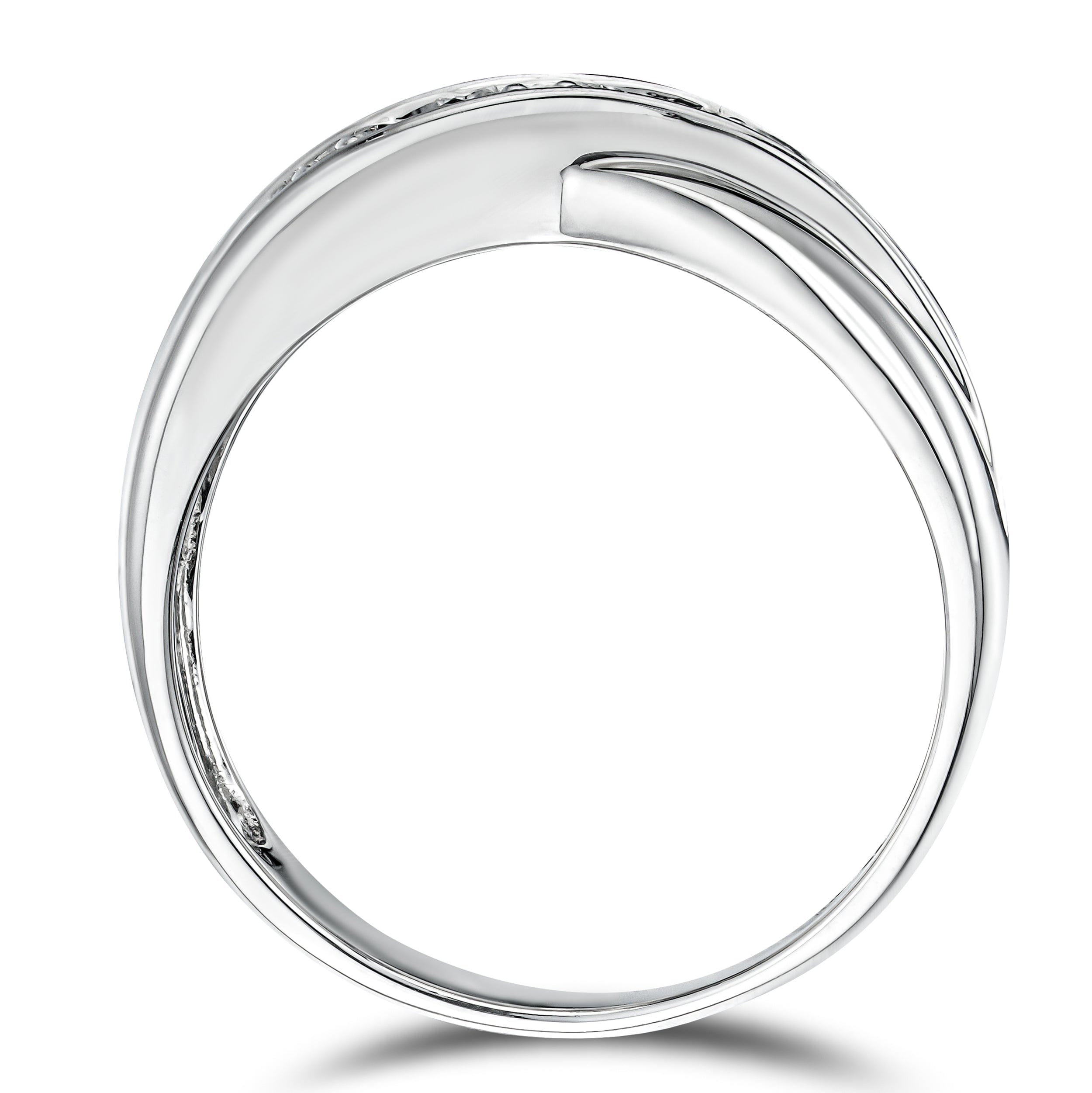 Diamond Sapphire 0.45ct And Diamond 925 Sterling Silver Crossover Ring