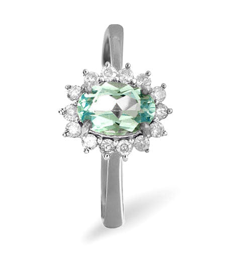 Diamond Blue Topaz 0.95CT And Diamond 9K White Gold Ring