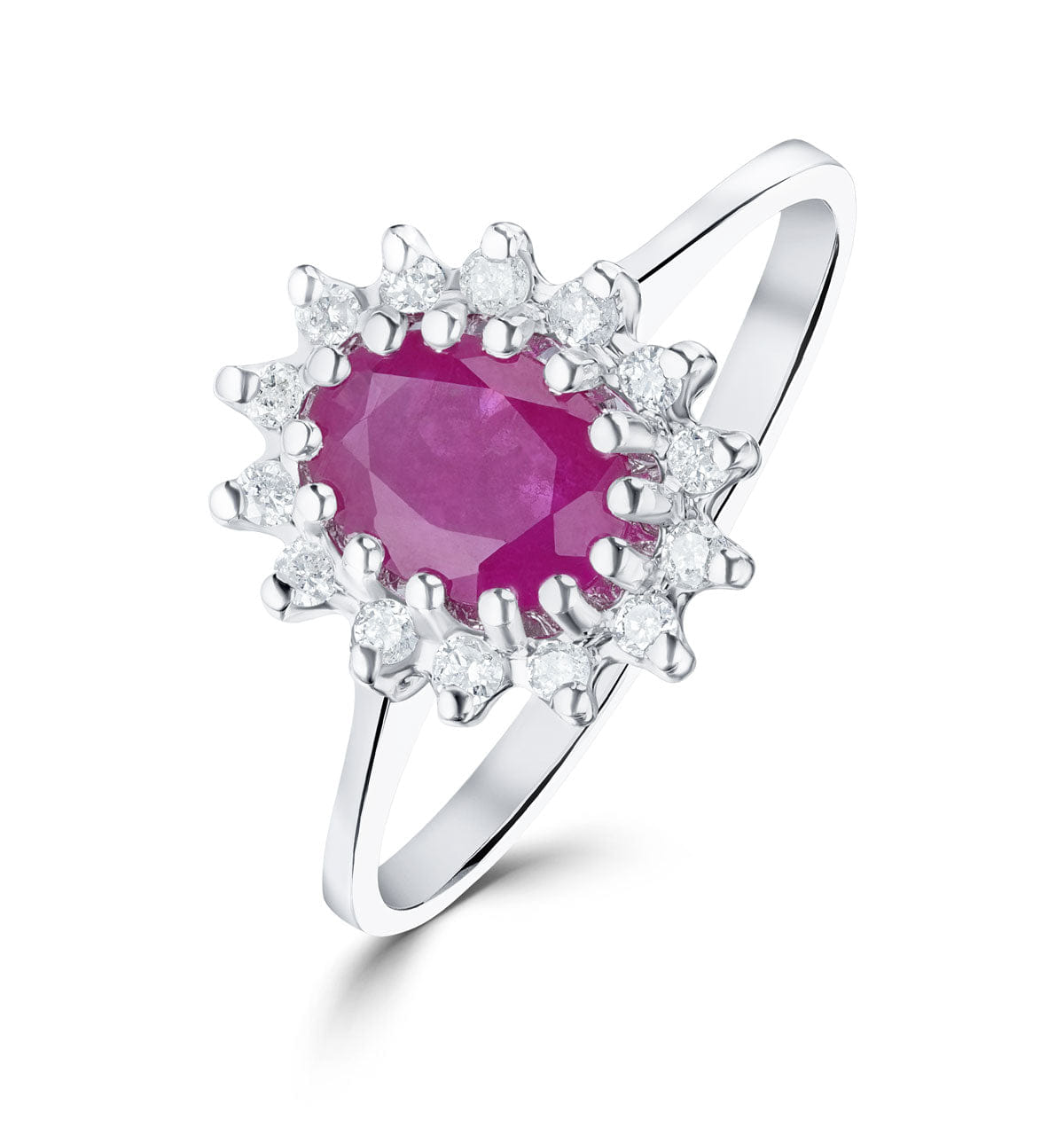 Diamond Ruby 0.95ct And Diamond 9K White Gold Ring