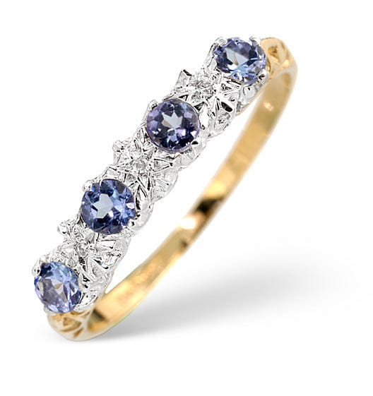 Diamond Tanzanite 0.40CT And Diamond 9K Gold Ring