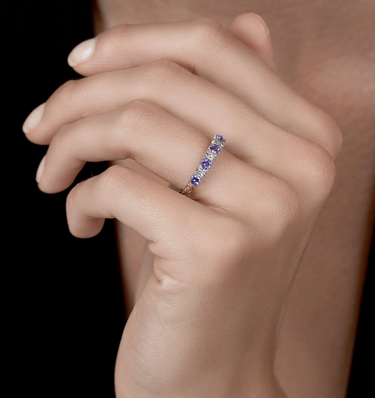 Diamond Tanzanite 0.40CT And Diamond 9K Gold Ring