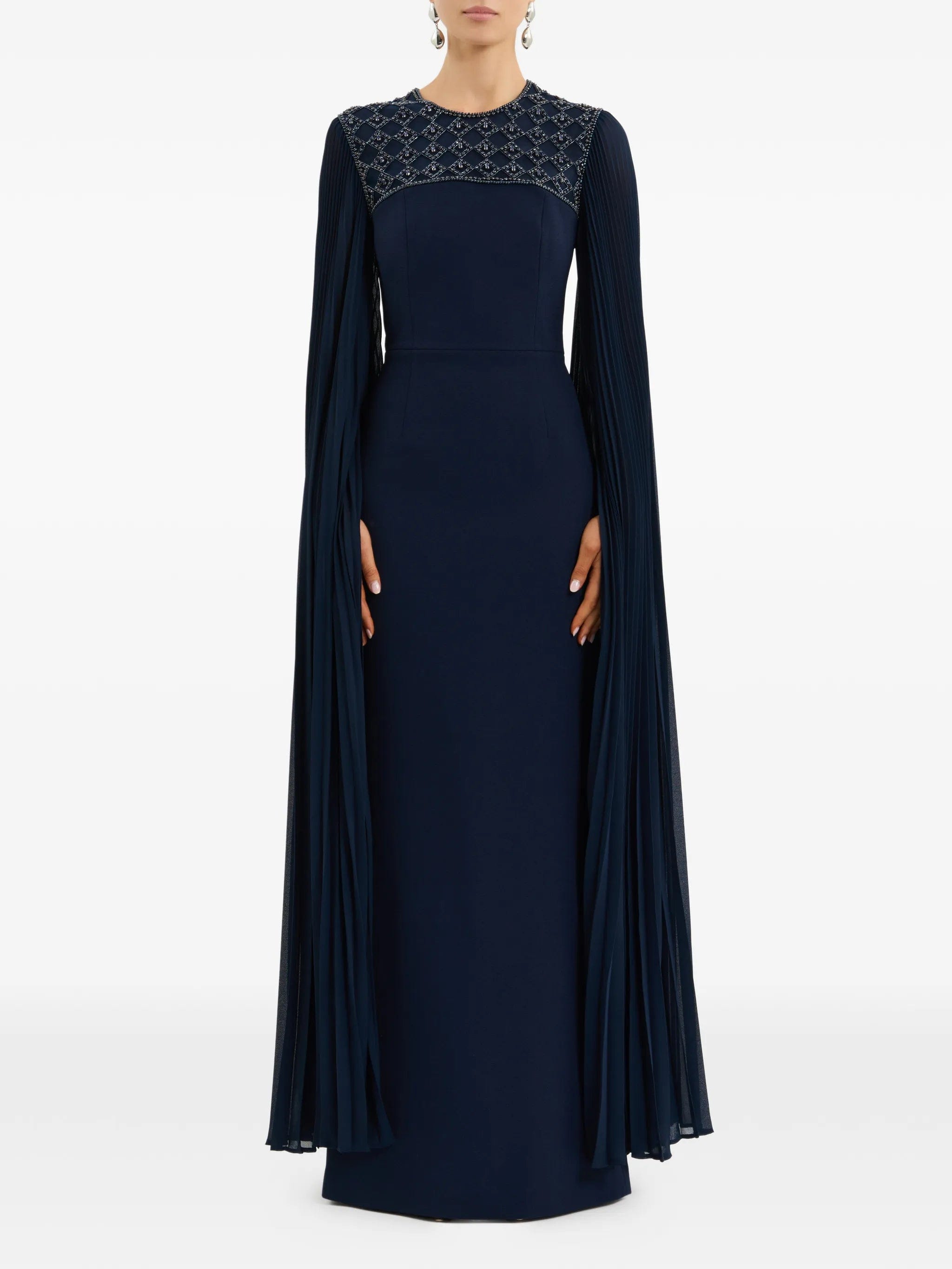 Rebecca Vallance Memphis embellished pleated gown