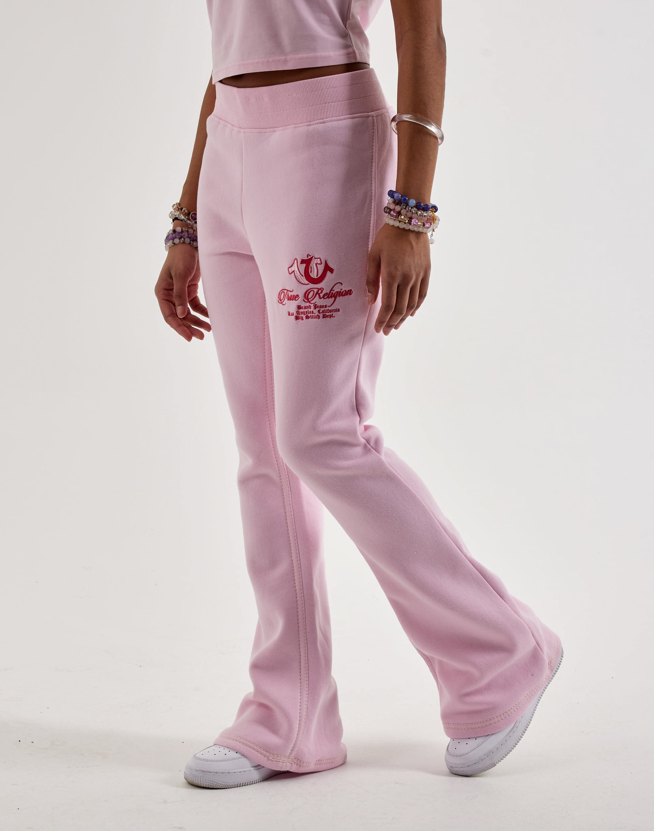 True Religion Embroidered Mid - Rise Big T Bootcut Fleece Sweatpants