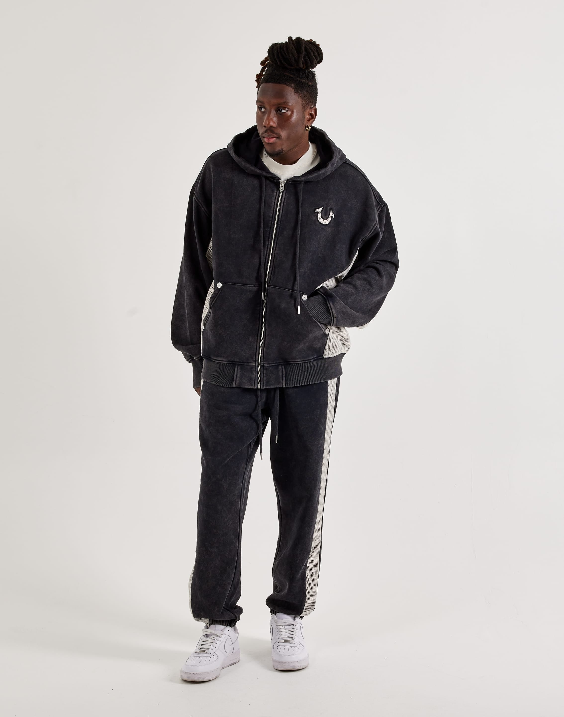 True Religion Mesh Inset Fleece Joggers