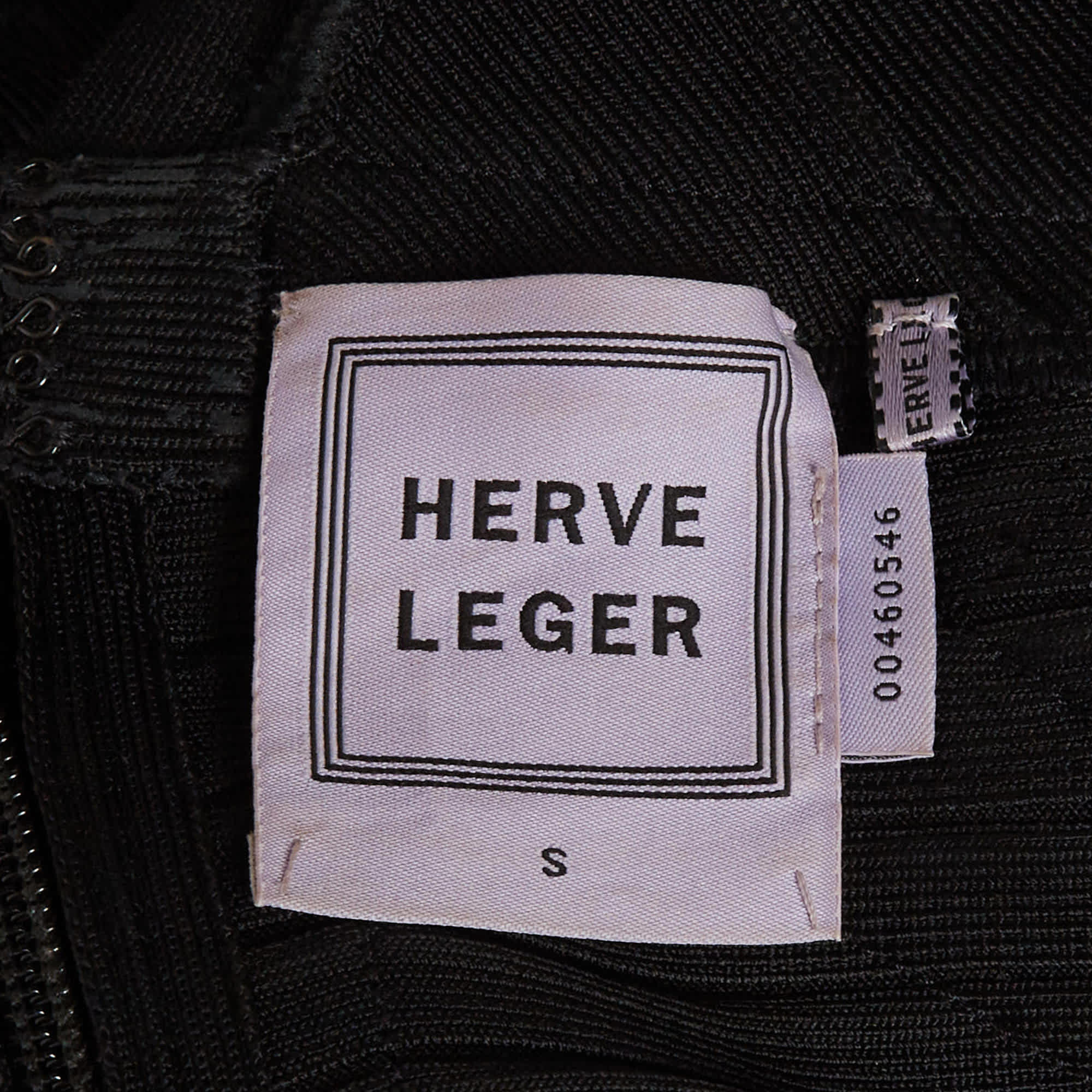 Herve Leger Black Knit Bandage Zip Up Mini Dress