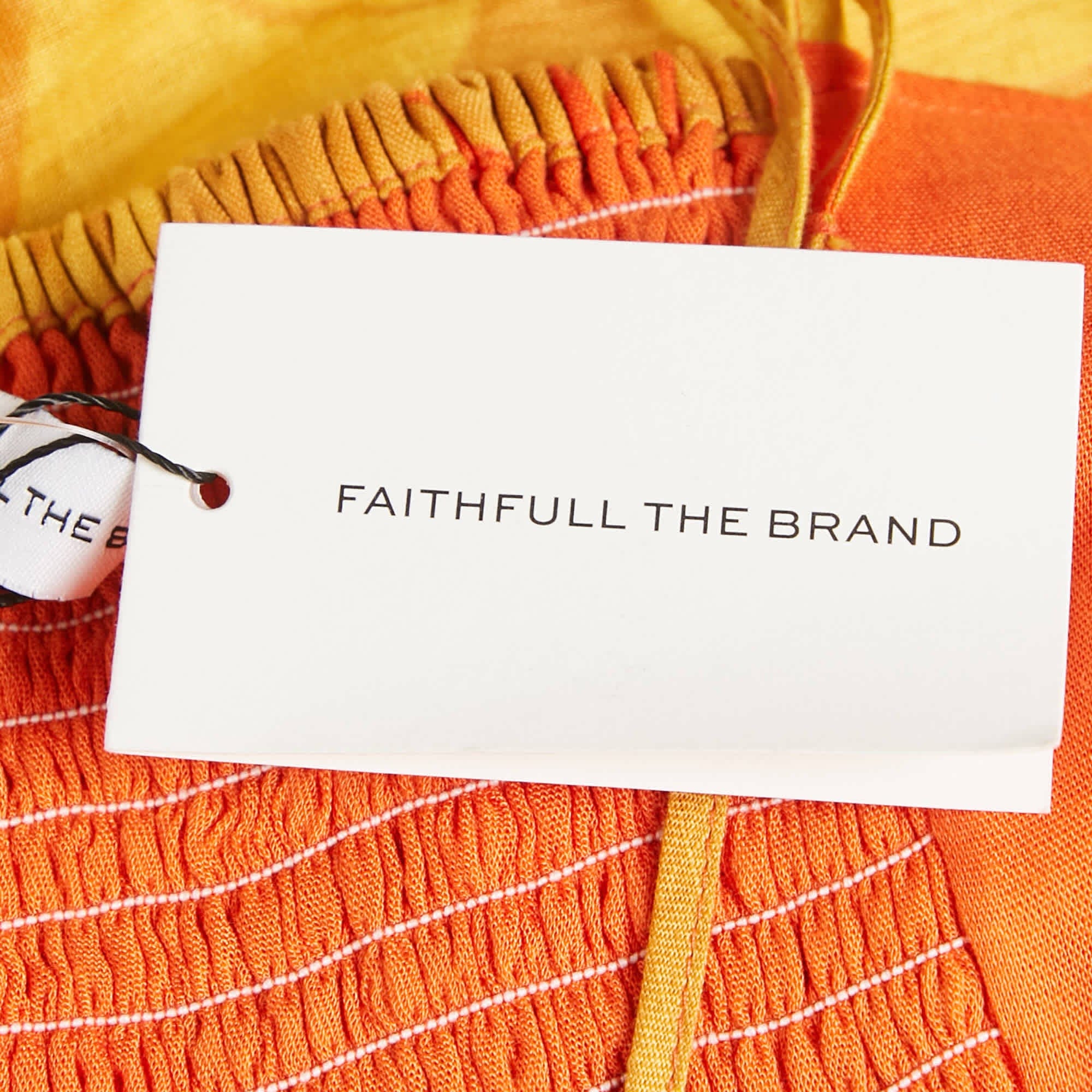 Faithfull The Brand Yellow/orange Floral Print Linen Soko Midi Dress