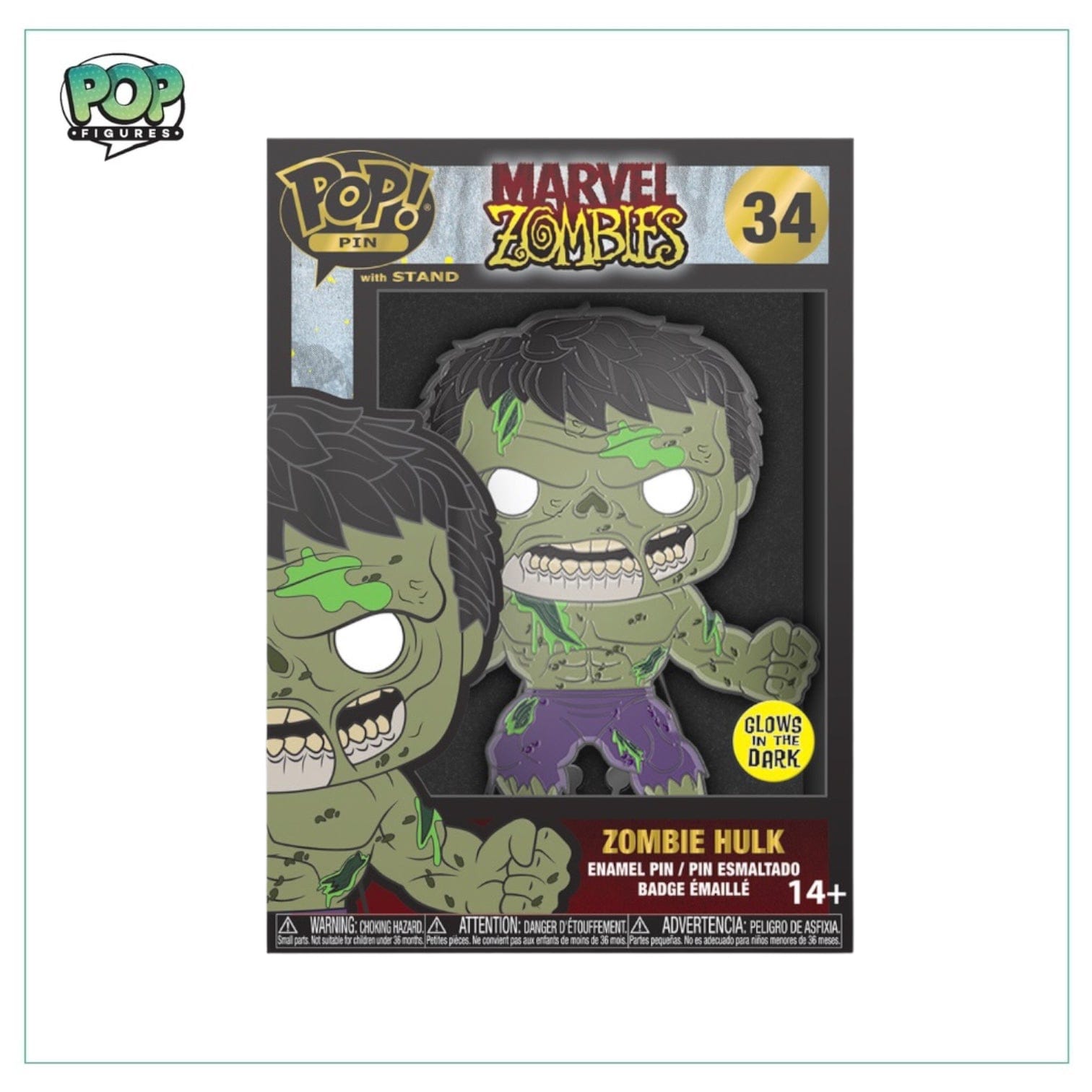 Marvel Zombie Hulk #34 Enamel Pop! Pin - Marvel Zombie - Glows in the Dark - Chance of Chase