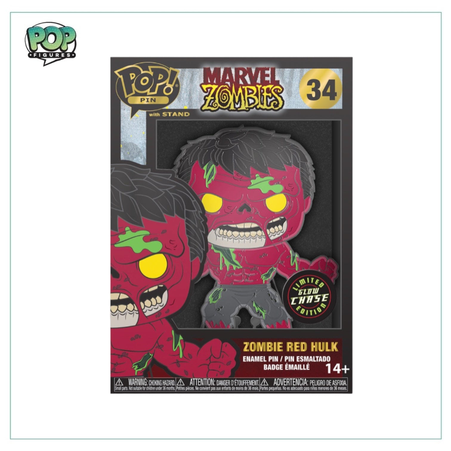 Marvel Zombie Hulk #34 Enamel Pop! Pin - Marvel Zombie - Glows in the Dark - Chance of Chase