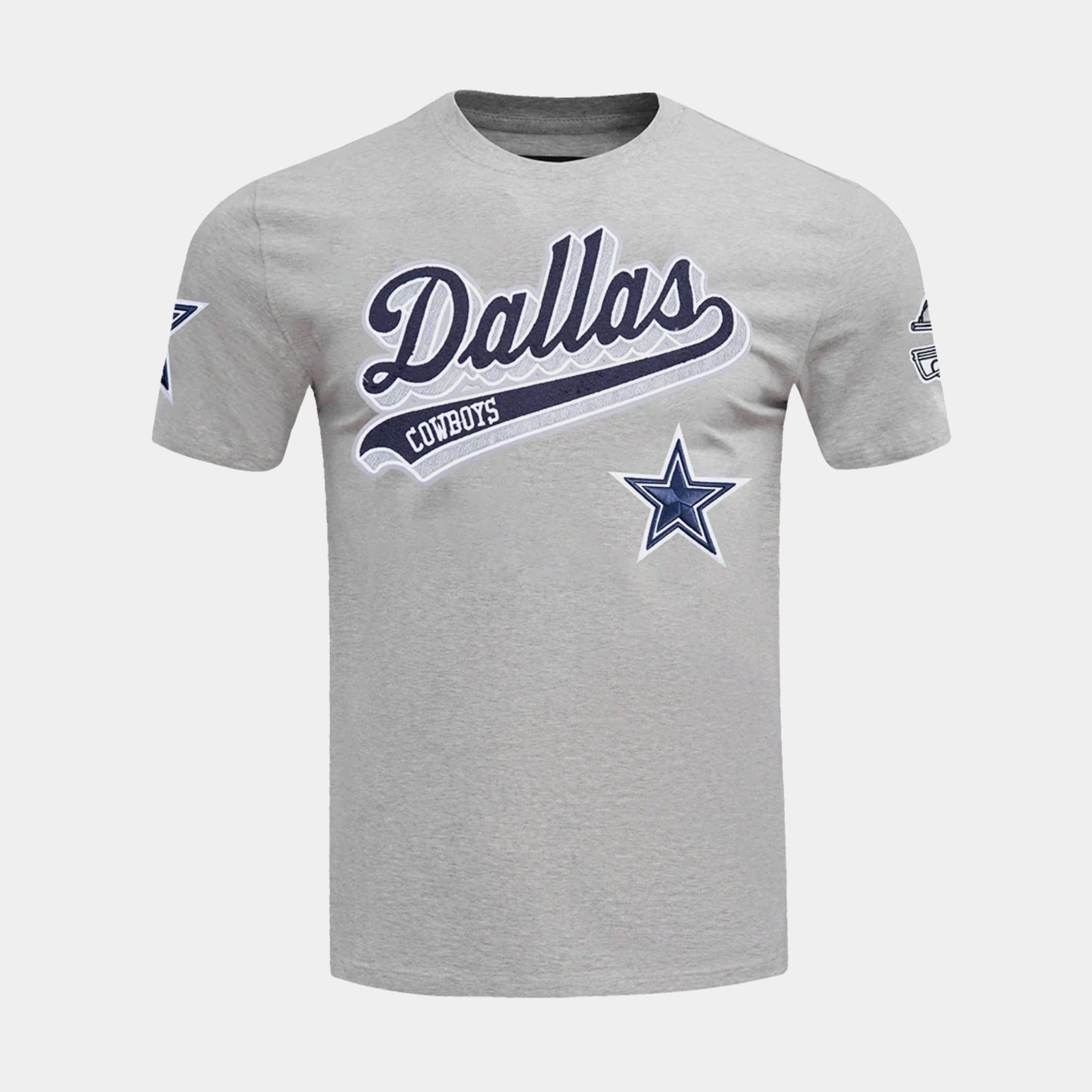 PRO Standard Dallas Cowboys Script Mens Short Sleeve Shirt (Grey/Blue)