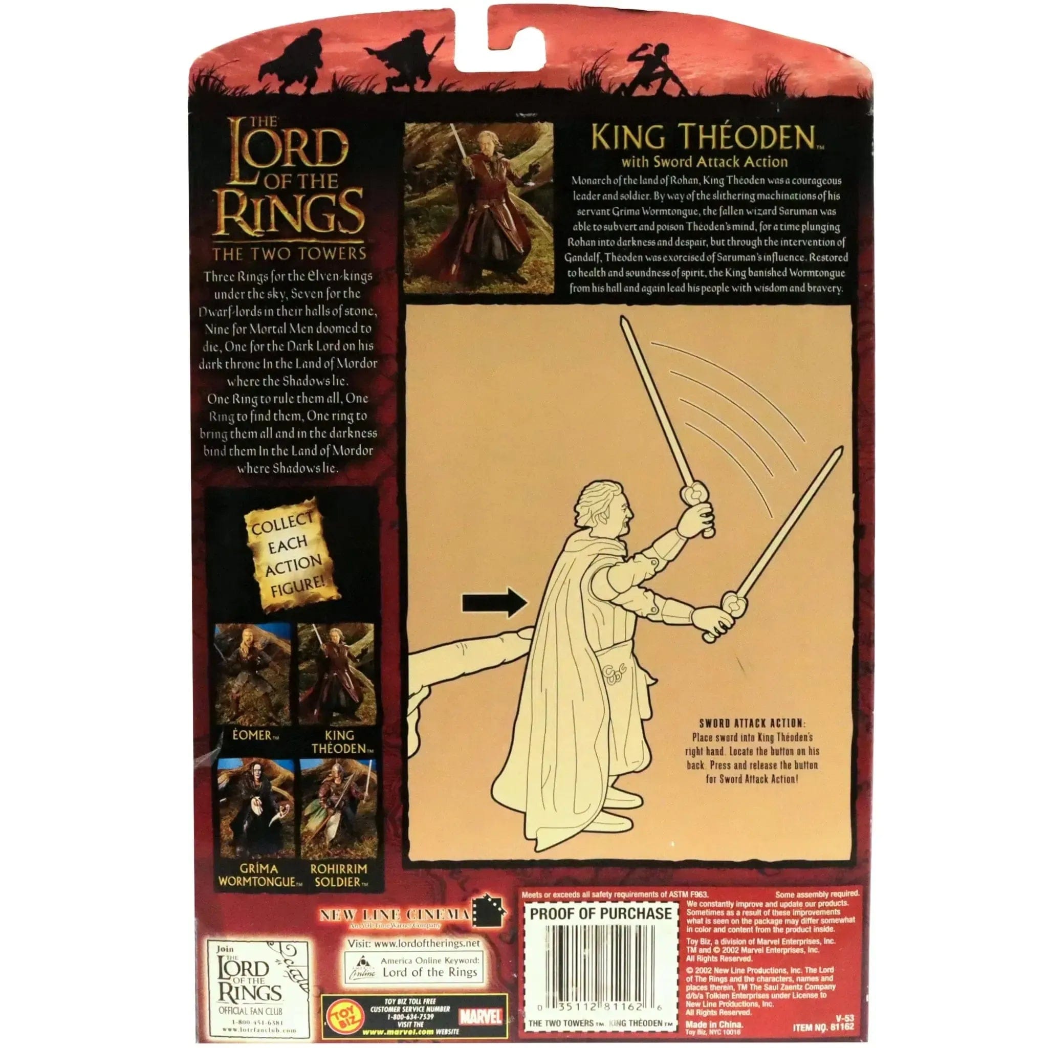 Toy Biz The Lord of the Rings: The Two Towers - King Théoden with Sword Attack Action Figure (6") - Toy Biz - (2002)