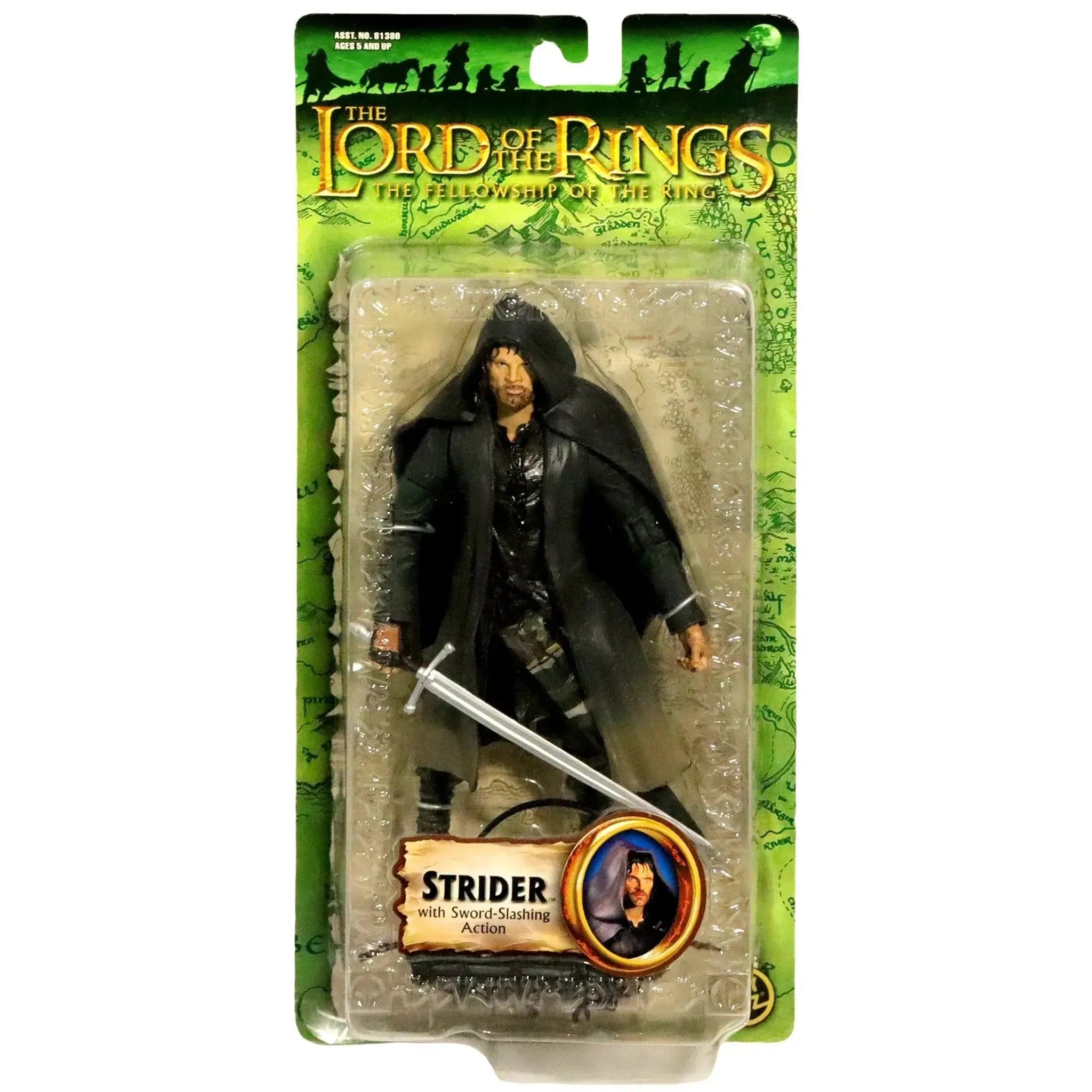 Toy Biz The Lord of the Rings: The Fellowship of the Ring - Ranger Outfit Strider (Aragorn) with Sword - Slashing Ability Action Figure (6.75") - Toy Biz - (2003)