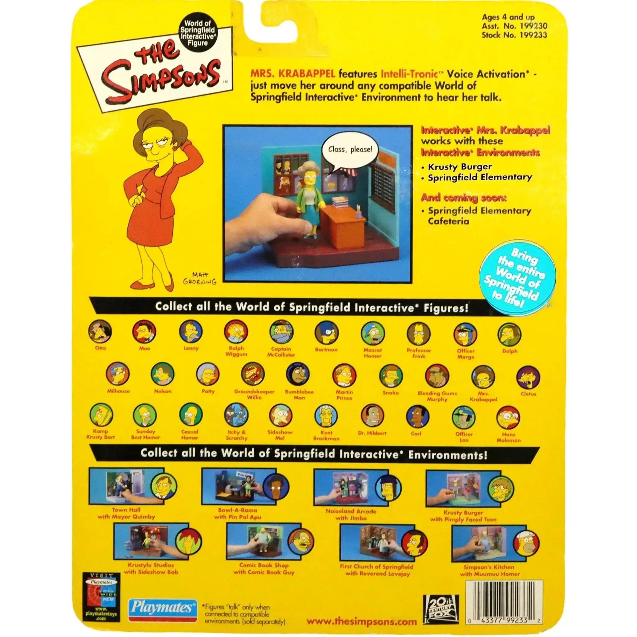 Playmates Toys The Simpsons - Edna Krabappel Interactive Action Figure with Intelli - Tronic Voice Activation (4.75") - Playmates Toys - World of Springfield Series 7 (2001)