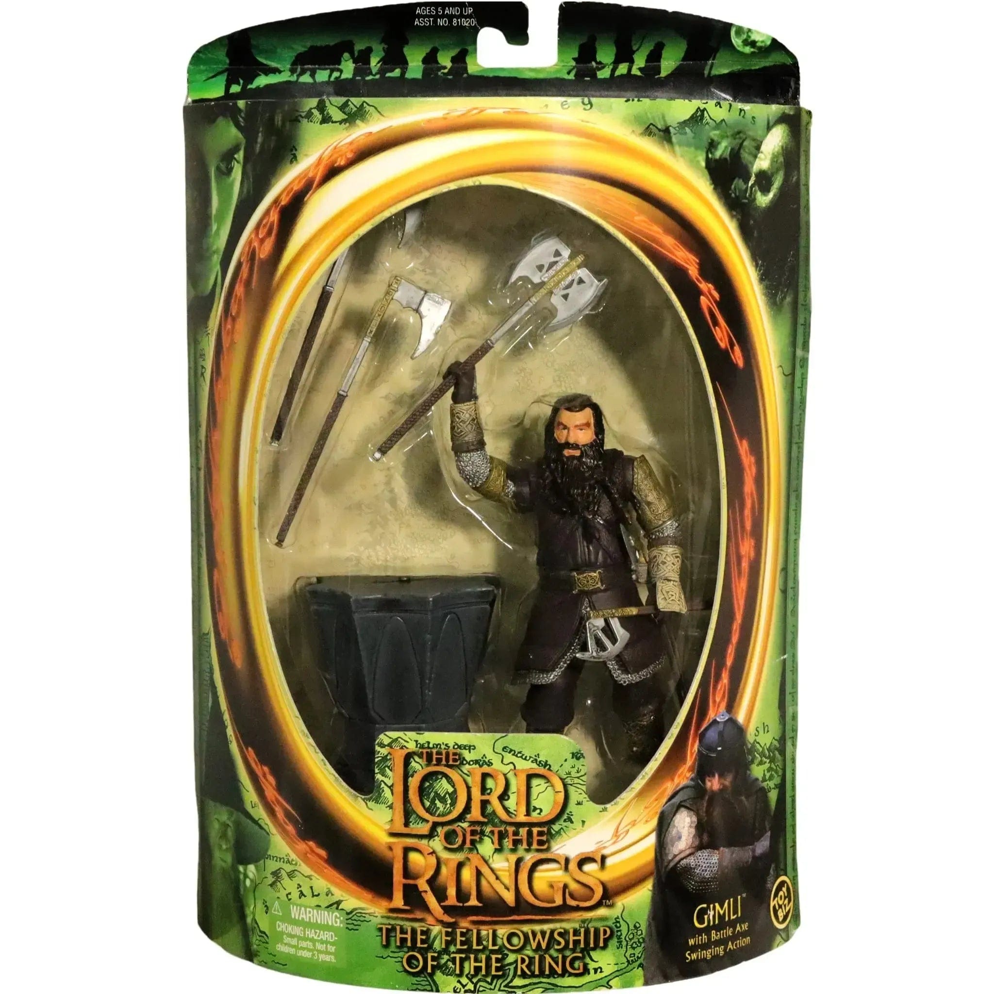 Toy Biz The Lord of the Rings: The Fellowship of the Ring - Battle Axe Swinging Gimli Action Figure - Toy Biz - (2001)