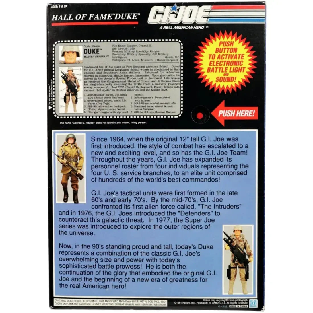 Hasbro G.I. Joe: A Real American Hero - Duke Action Figure (12", Electronic Light & Sound Weapon) - Hasbro - Hall of Fame Series (1991)