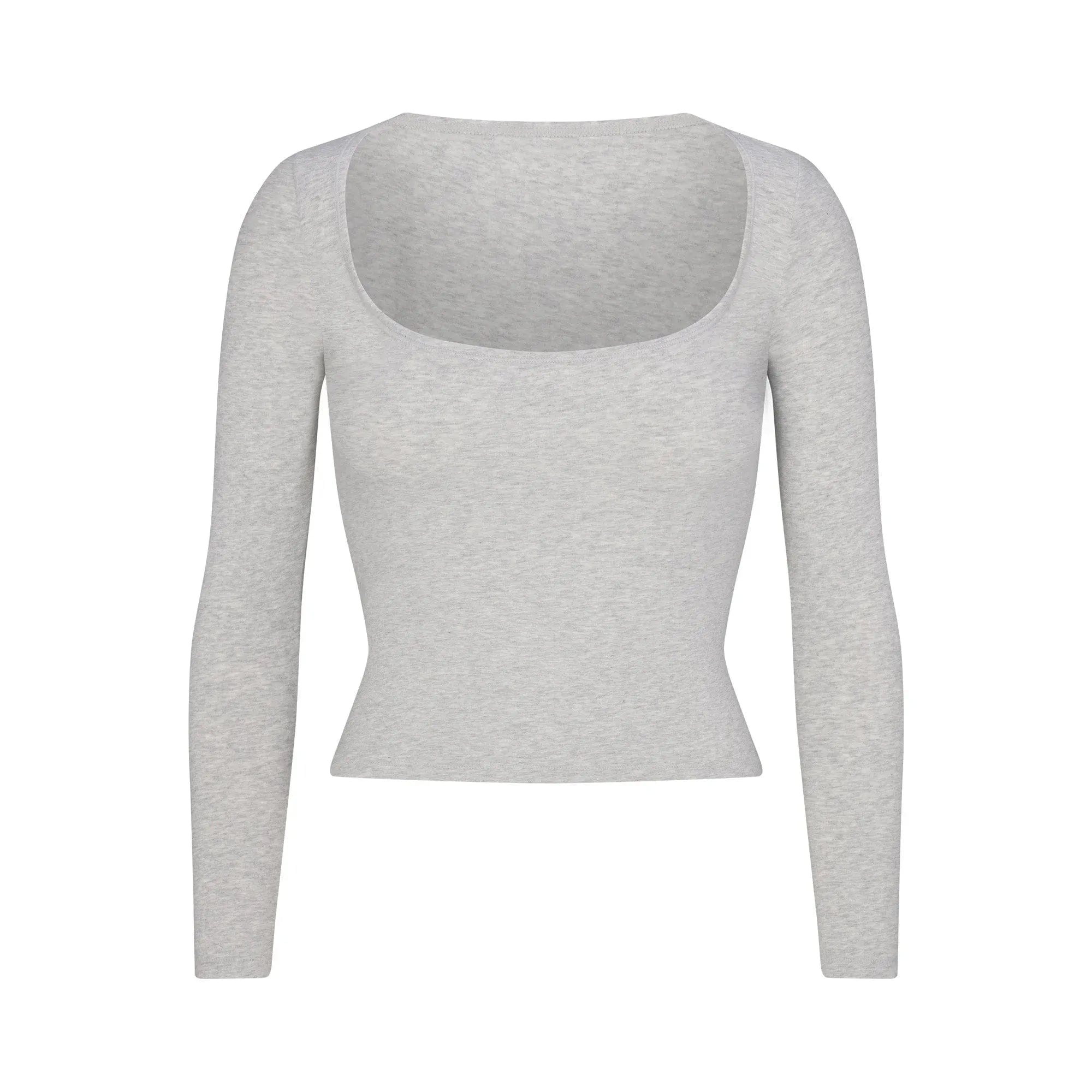 COTTON JERSEY Skims Cotton Jersey Scoop Neck Long Sleeve Light Heather Grey