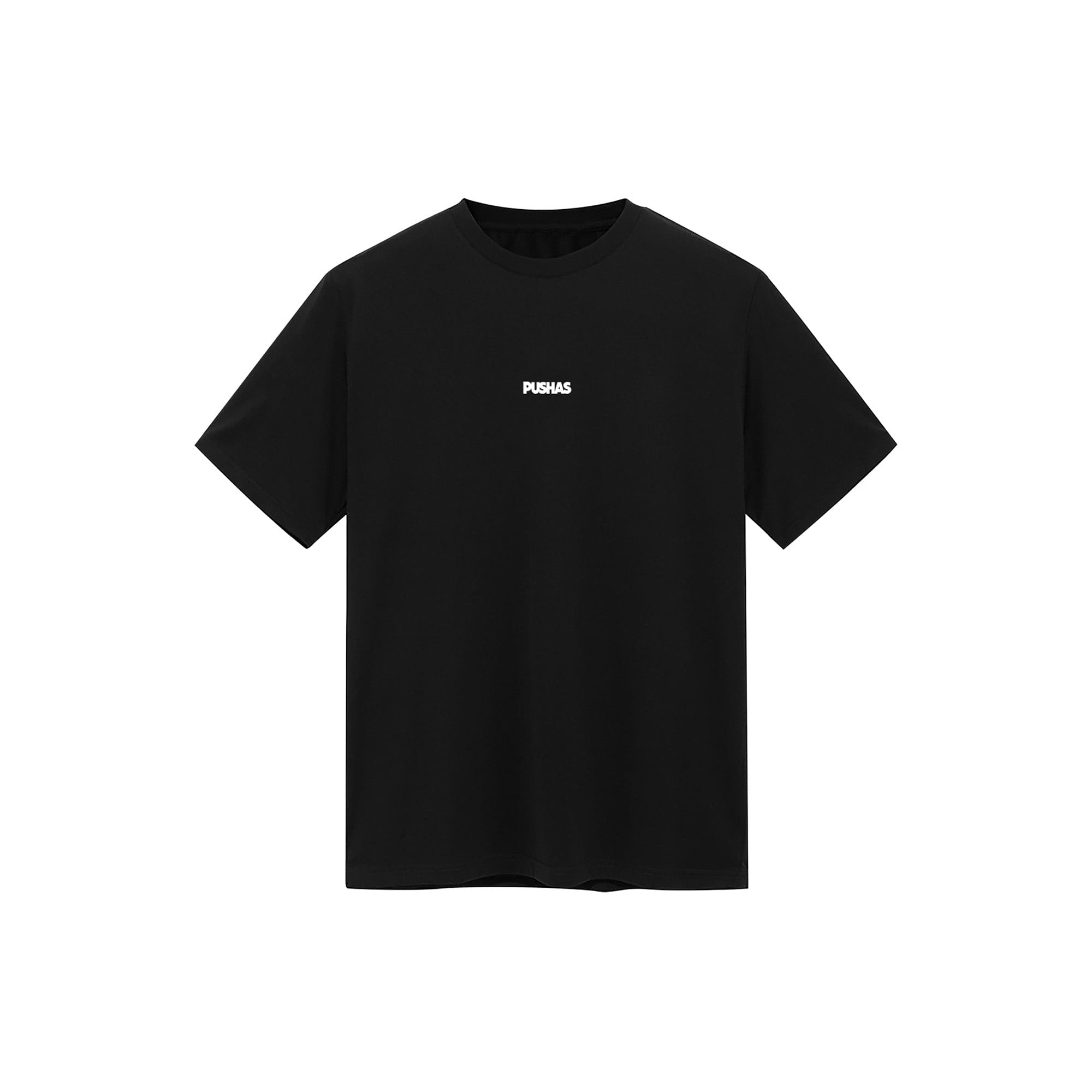 WHITE* PUSHAS Print Logo T - Shirt Black / White (2024)