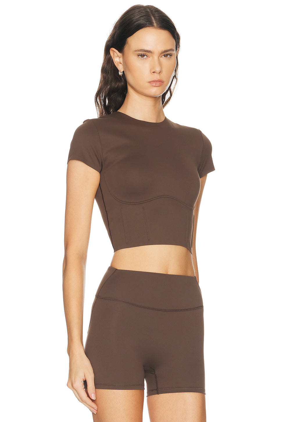 Nikeskims Matte Corset Short Sleeve Crop Top