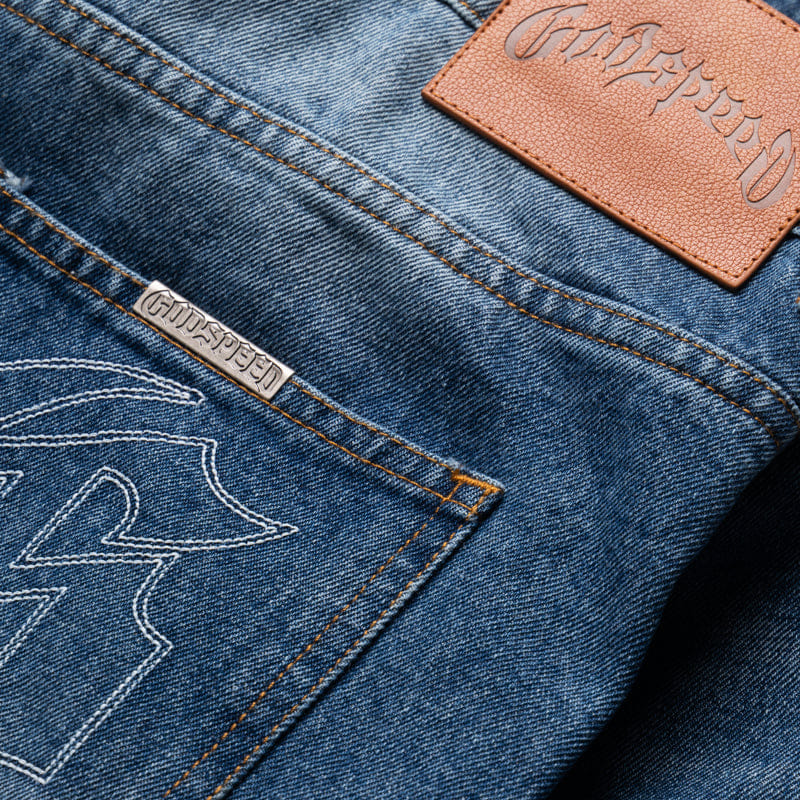 Godspeed New York Twin Panel Denim Shorts - Blue