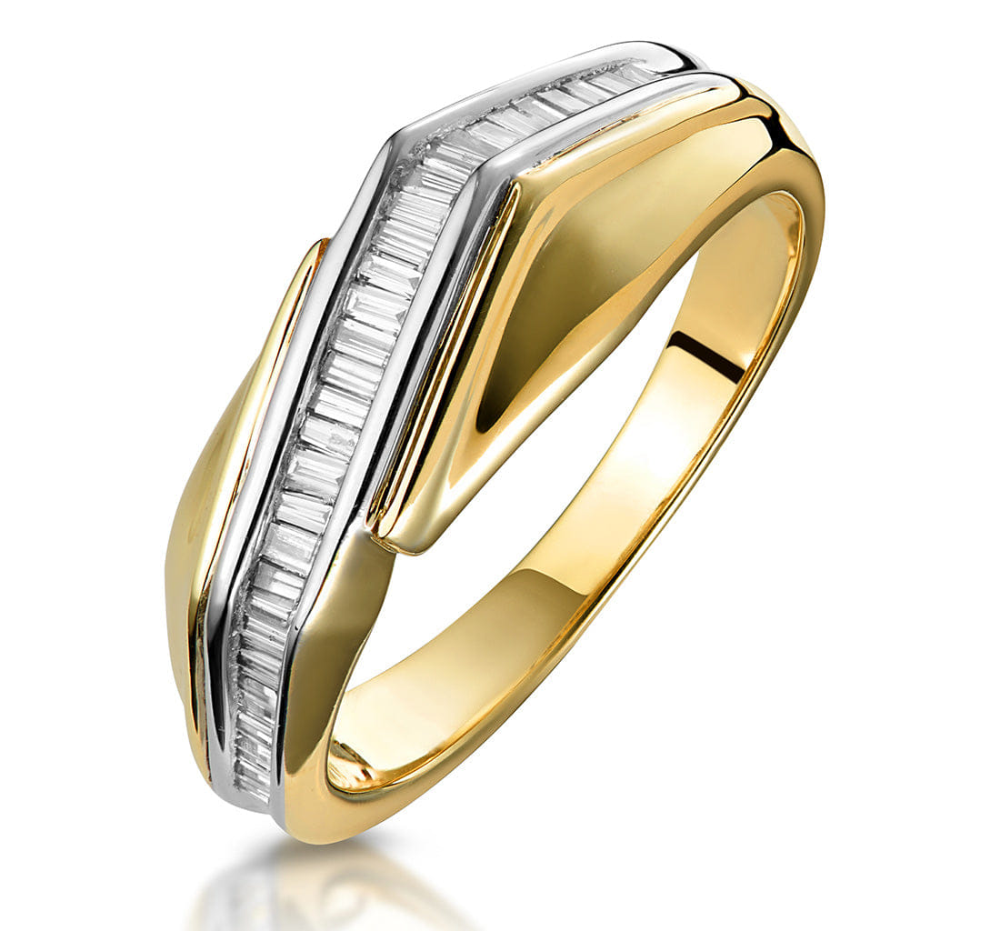 Diamond 0.25ct Diamond Baguette Twist Ring in 9K Gold - SIZE L
