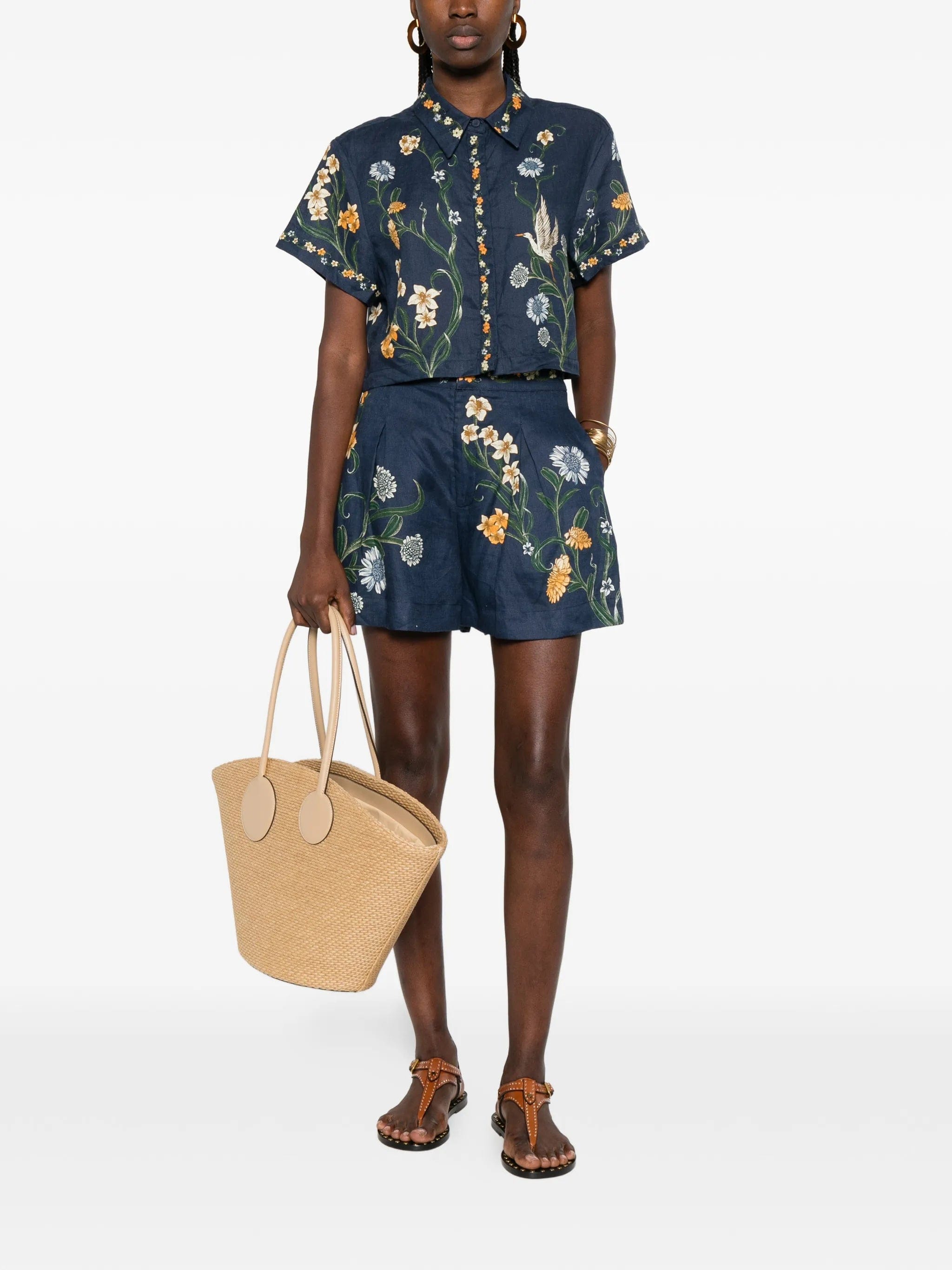 Agua by Agua Bendita Virtuosa floral cropped shirt