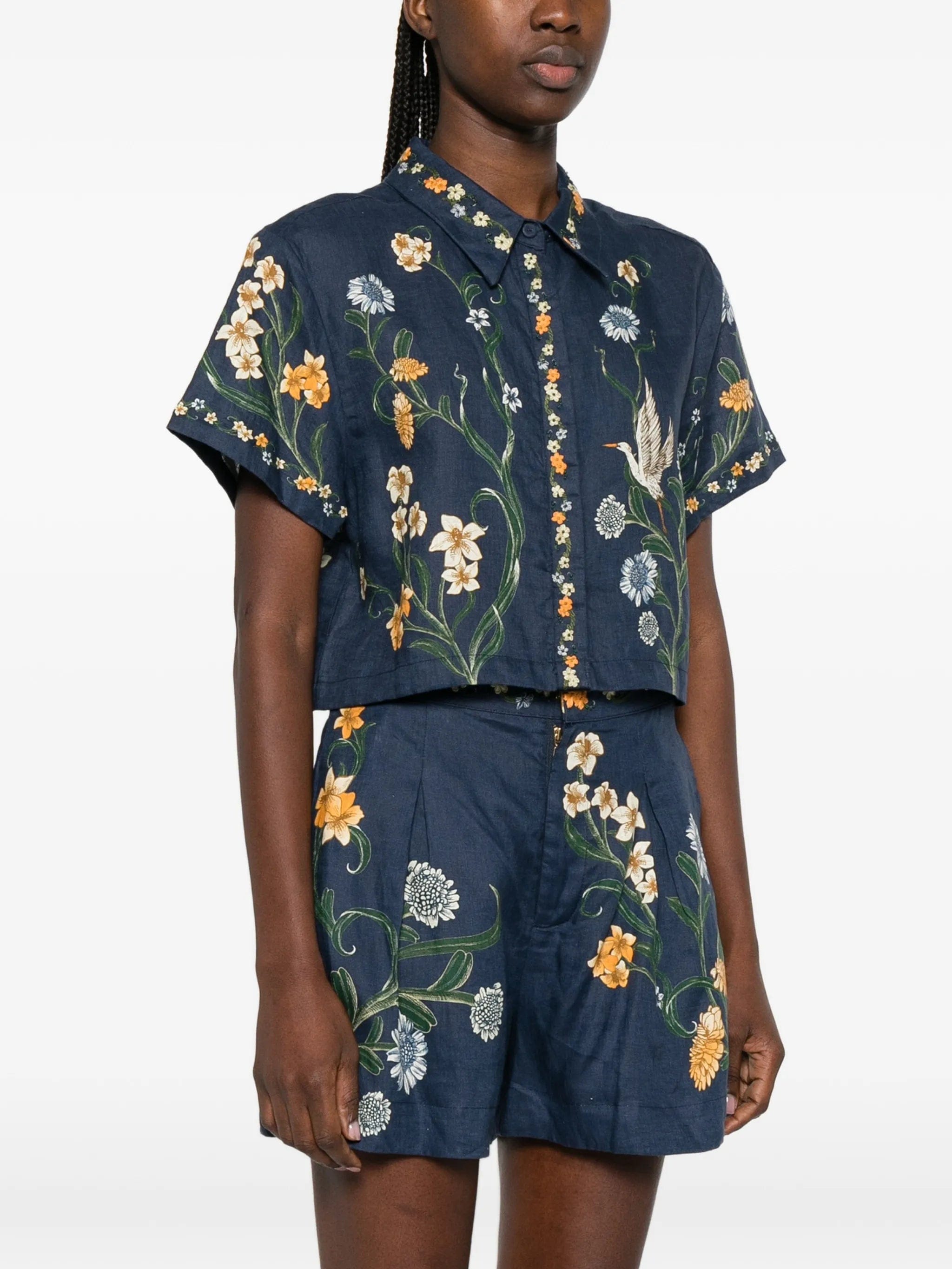 Agua by Agua Bendita Virtuosa floral cropped shirt