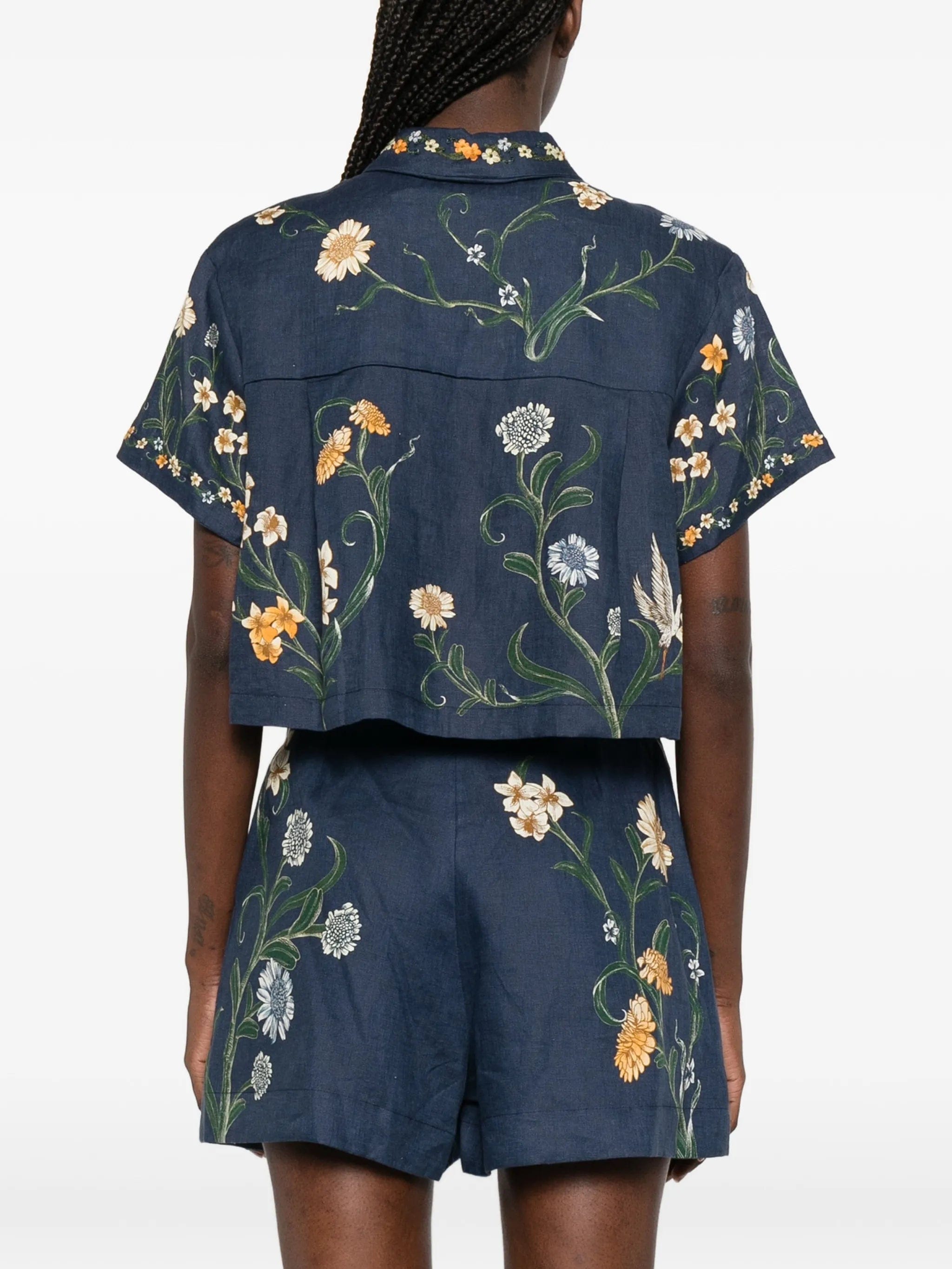 Agua by Agua Bendita Virtuosa floral cropped shirt