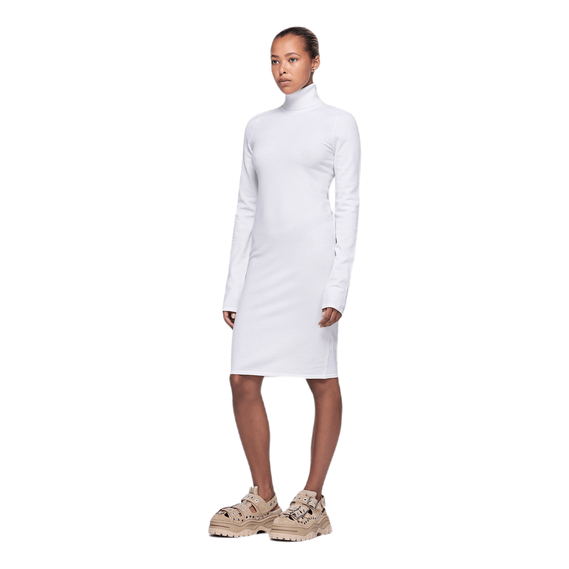 Helmut Lang Compact Wool Dress White