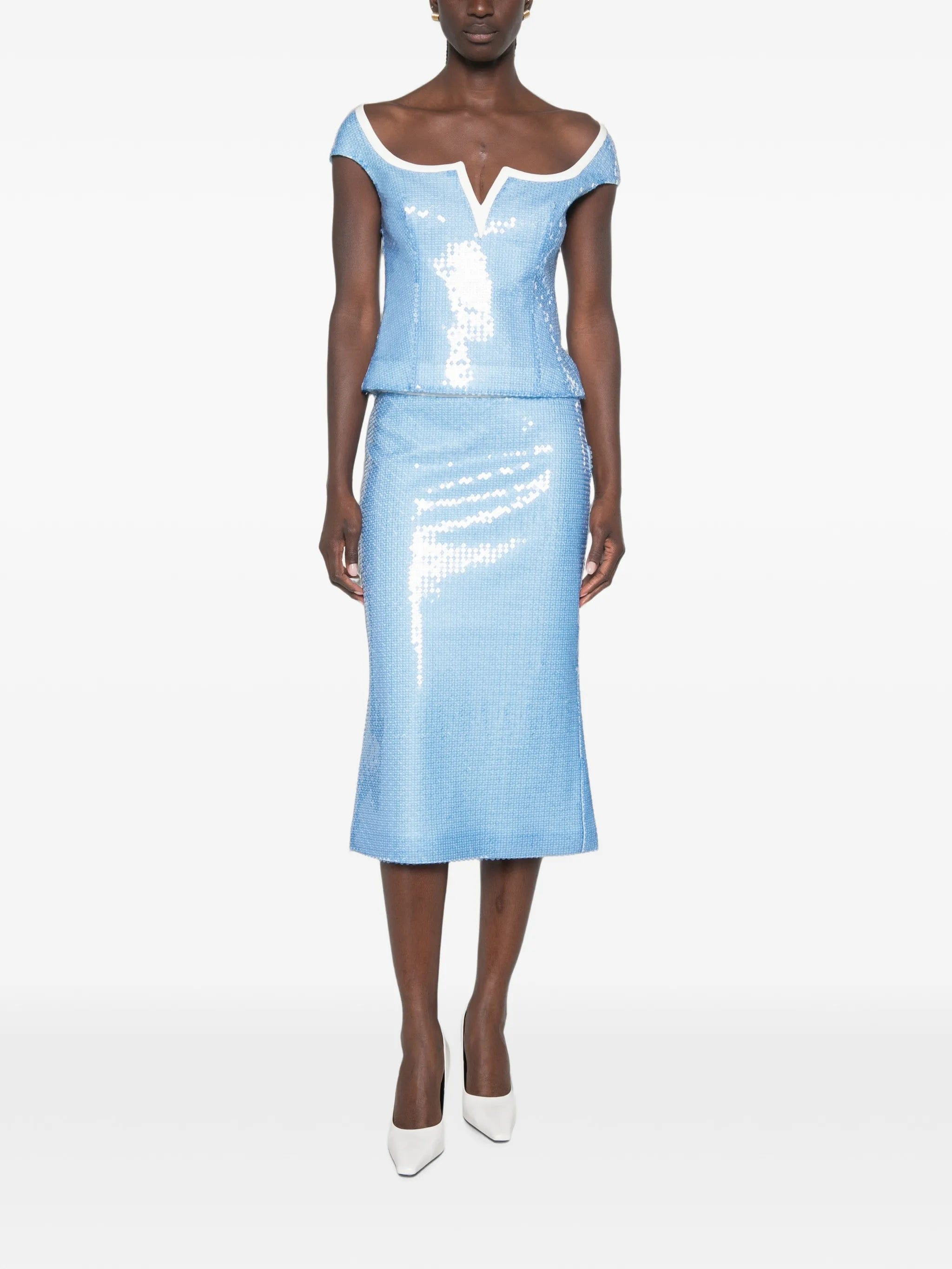 Shushu/tong sequin - embellished midi skirt