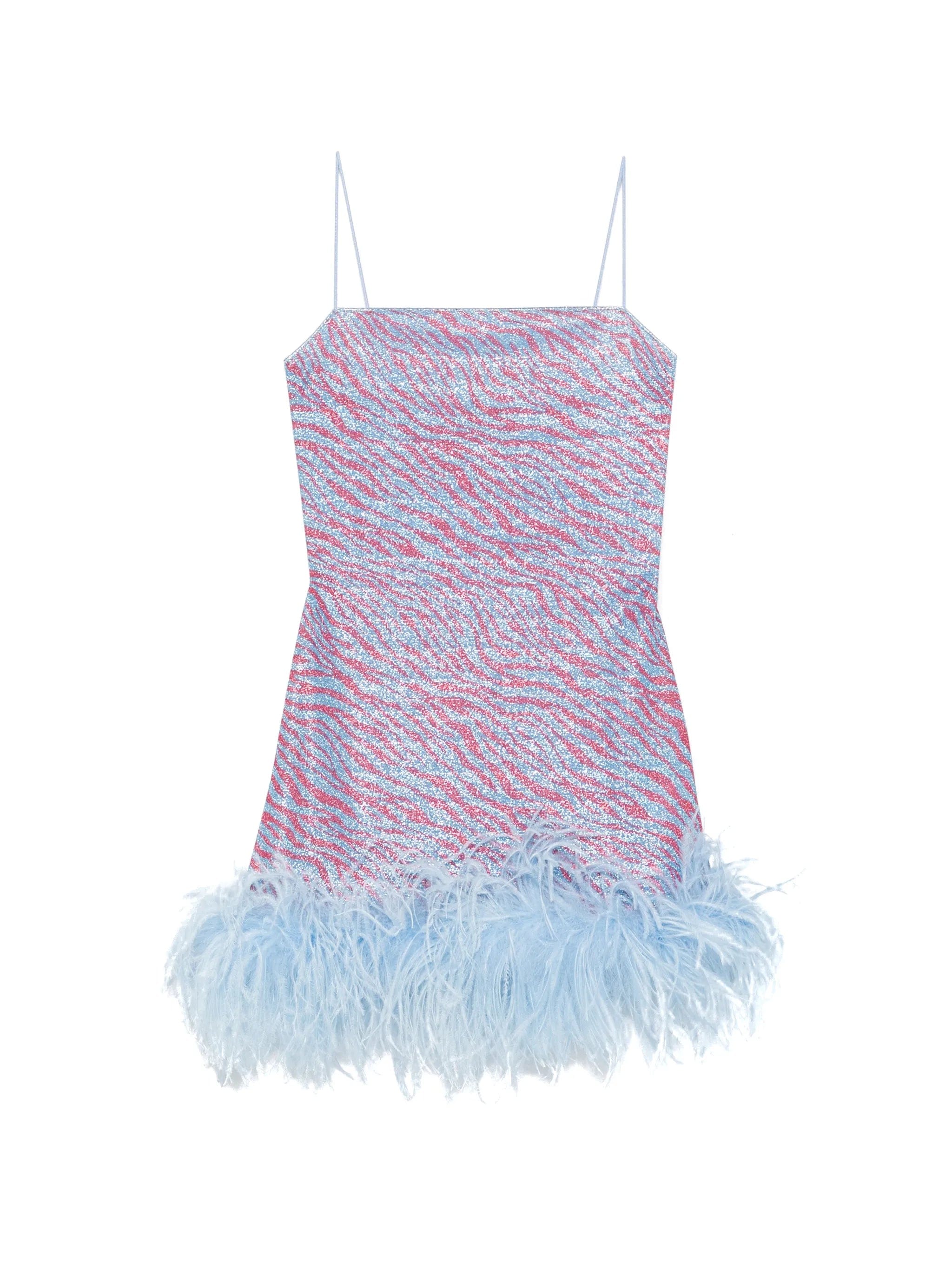 Oséree animal - print feather - trim mini dress
