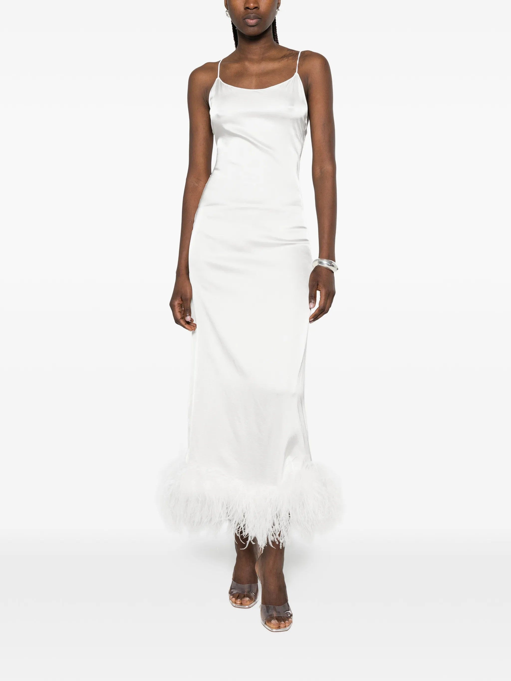 Oséree feather - trim midi dress