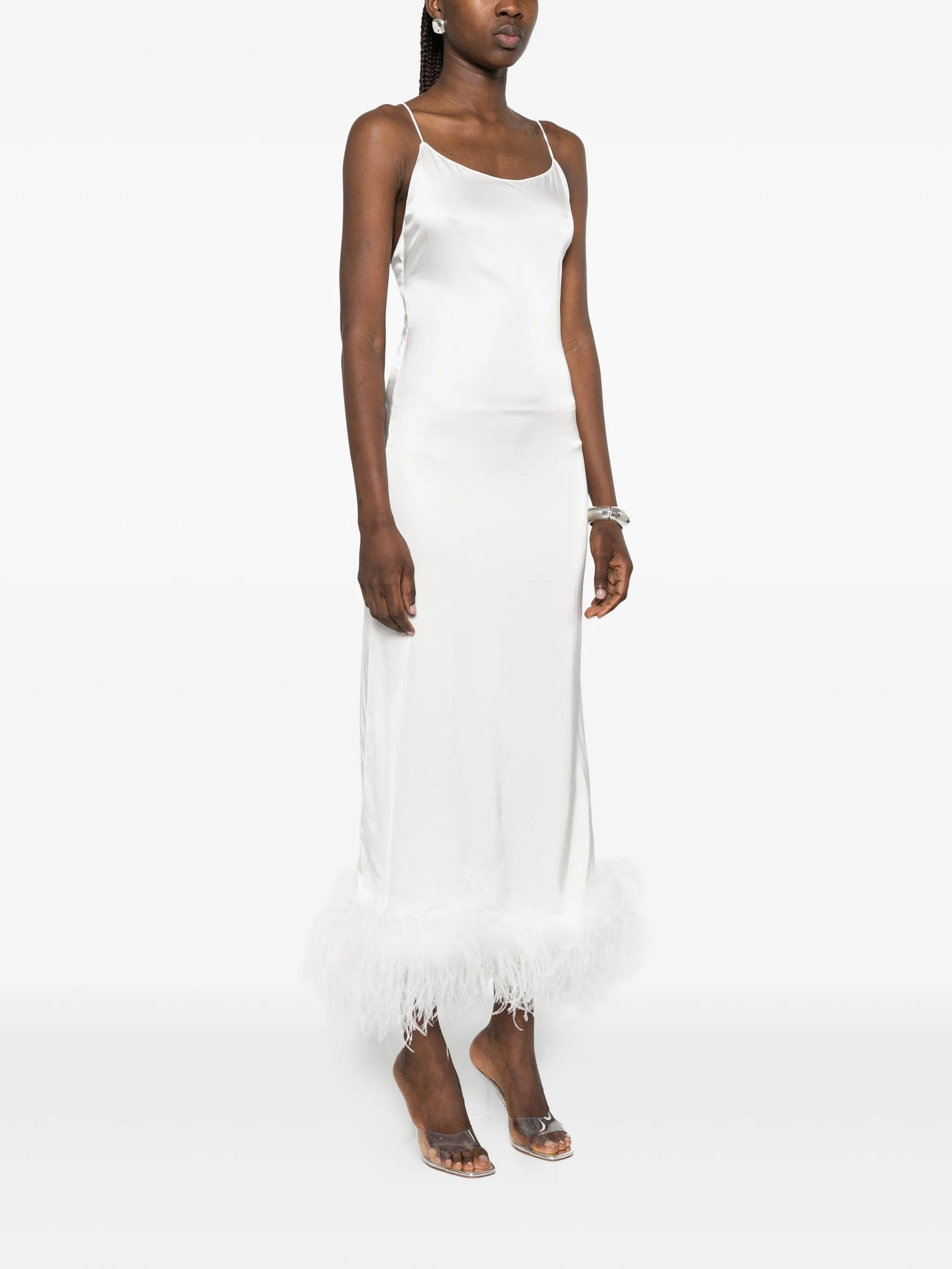 Oséree feather - trim midi dress