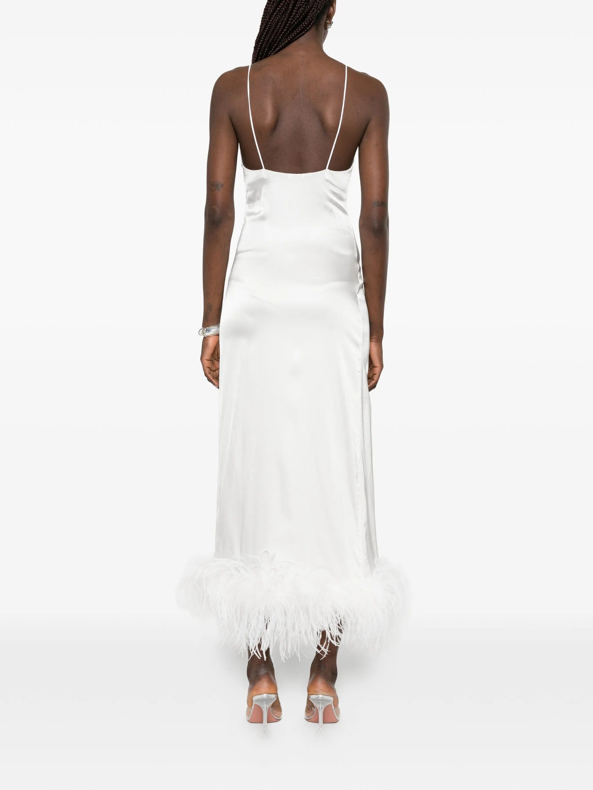 Oséree feather - trim midi dress