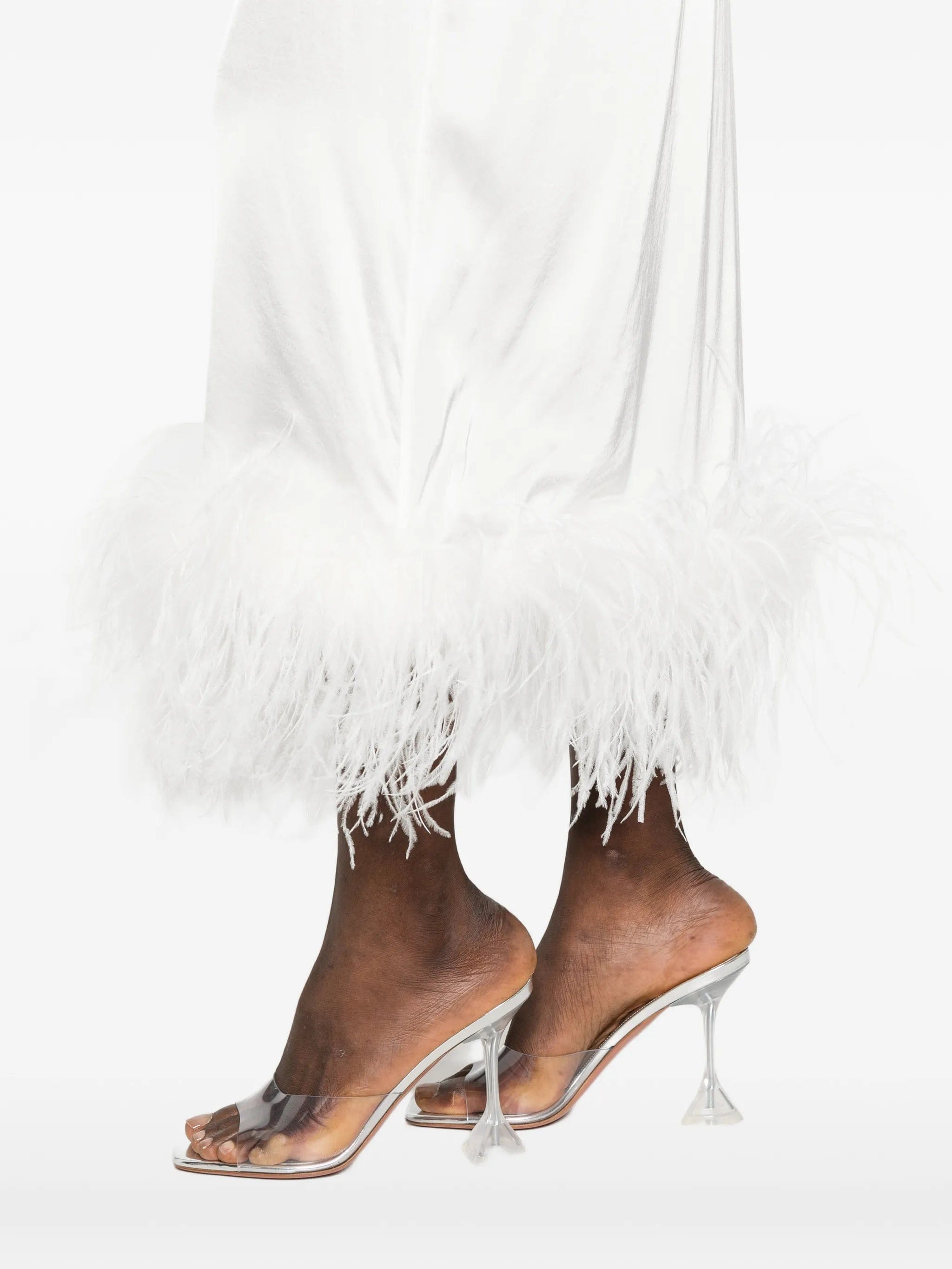 Oséree feather - trim midi dress