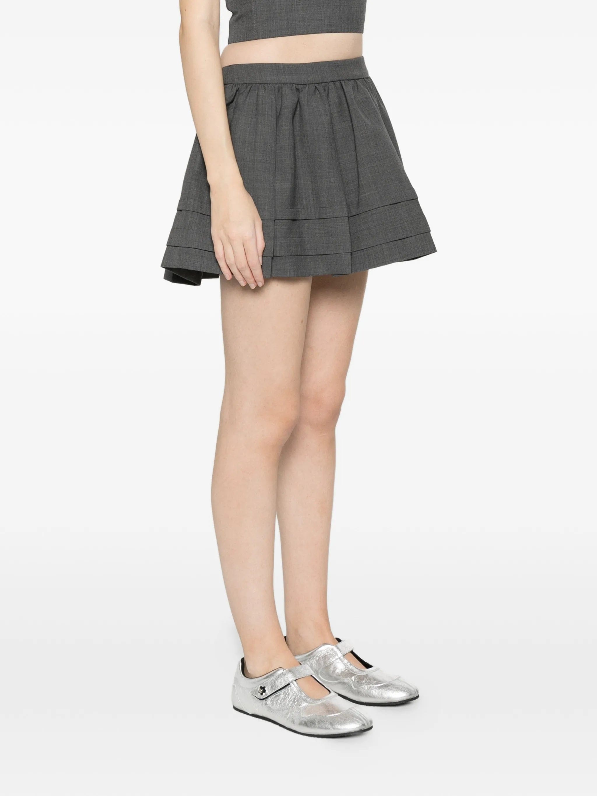 Shushu/tong ruffle - detail pleated mini skirt