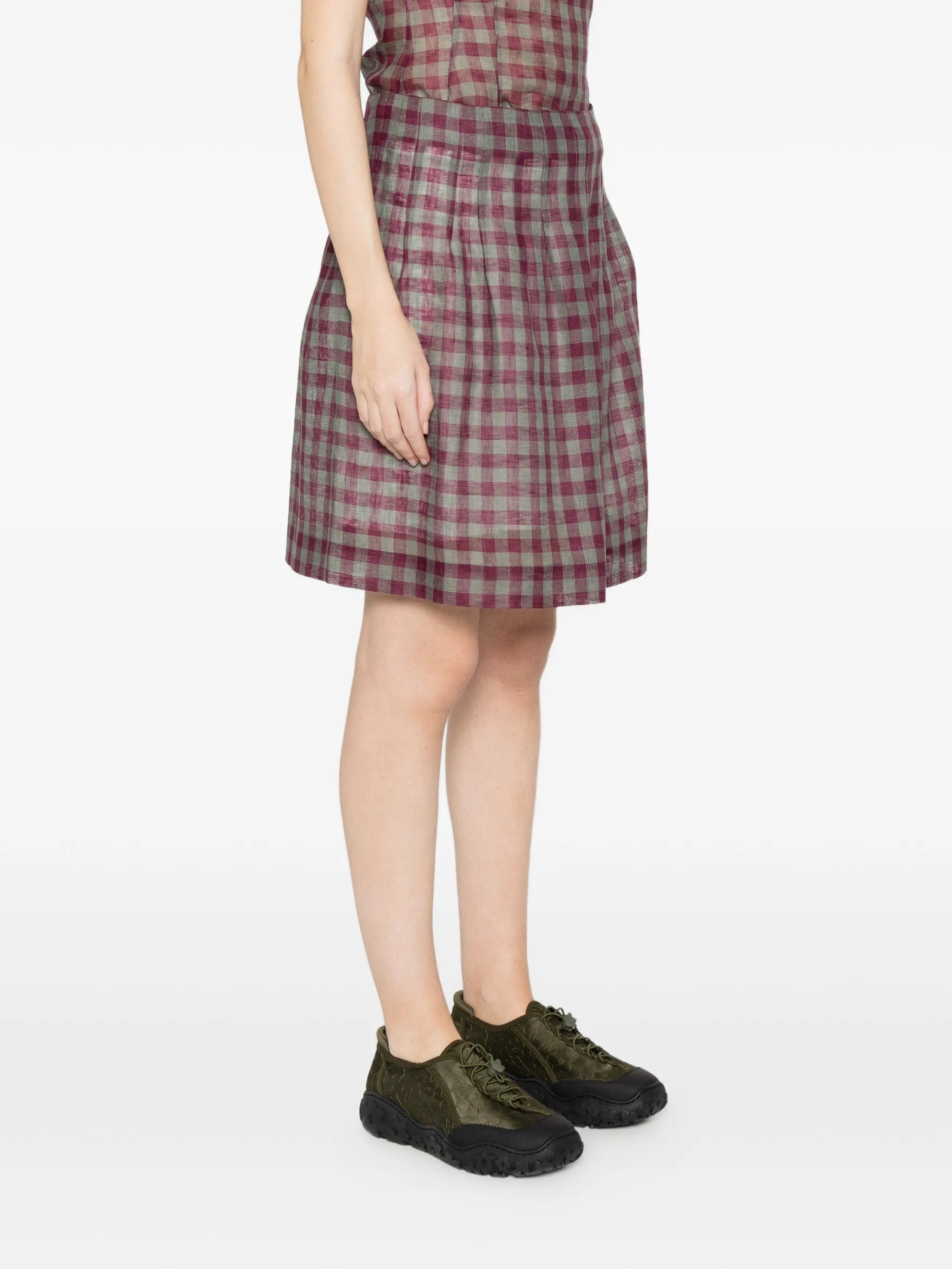 Shushu/tong pleated check mini skirt