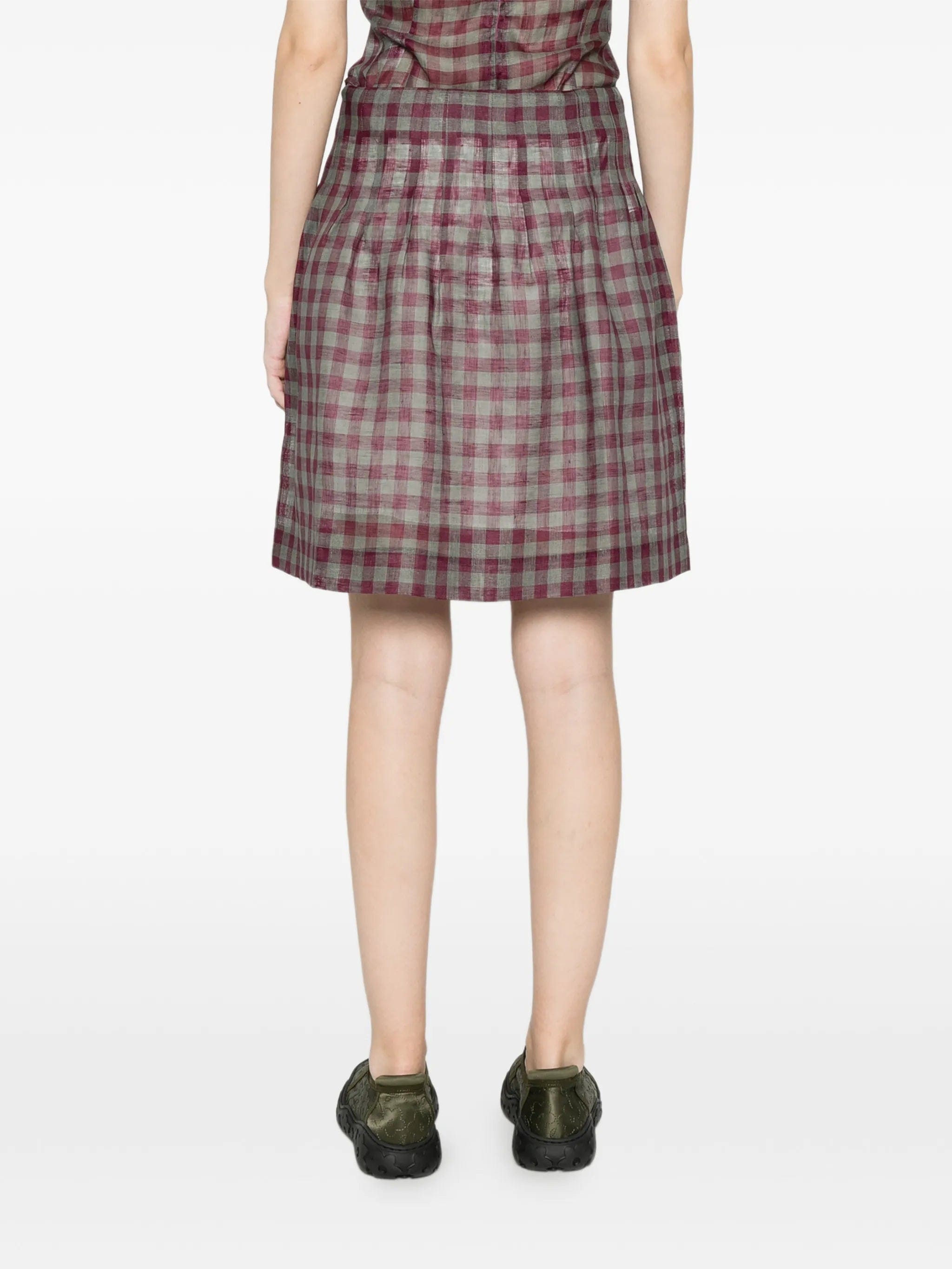 Shushu/tong pleated check mini skirt