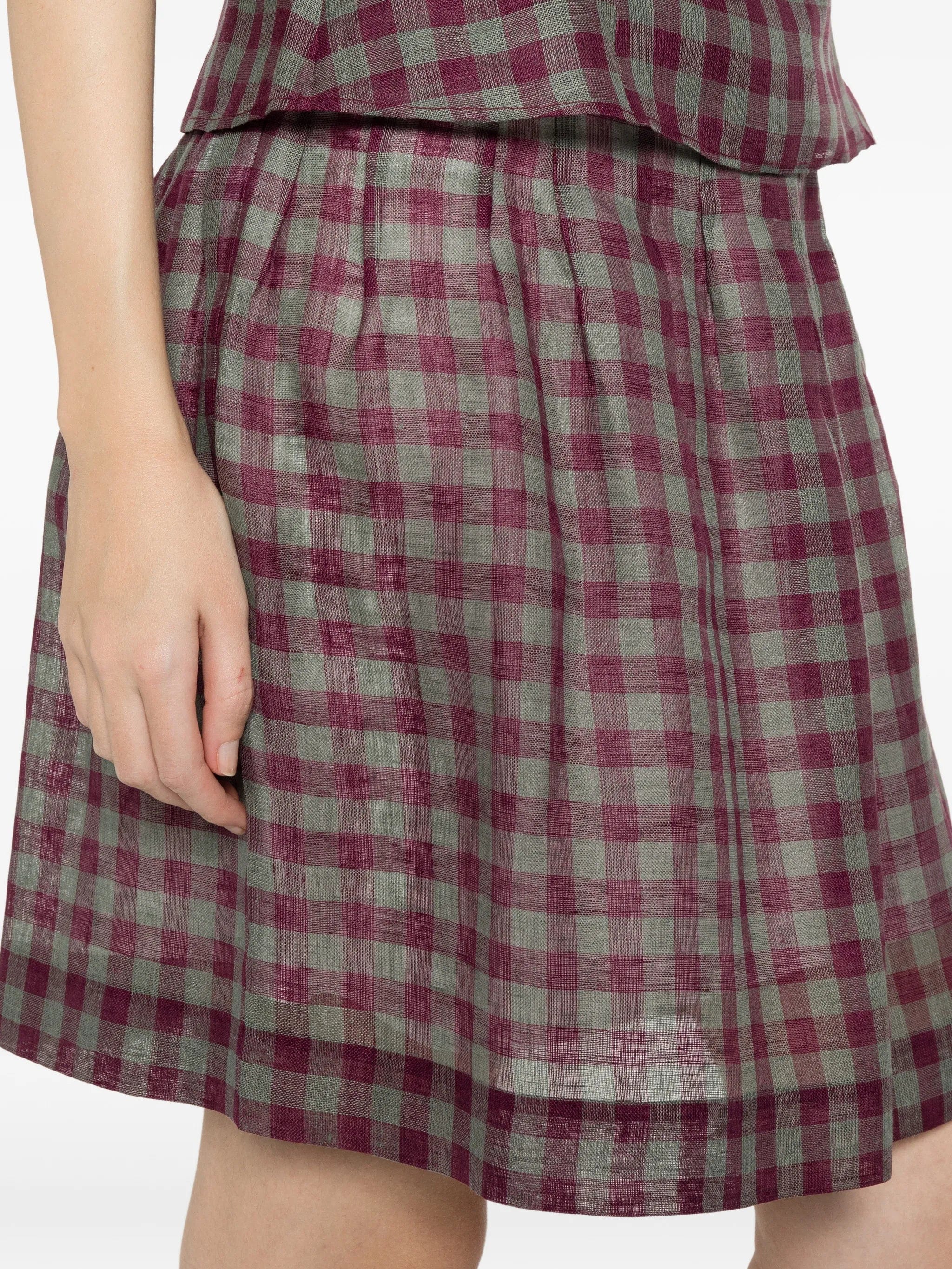 Shushu/tong pleated check mini skirt