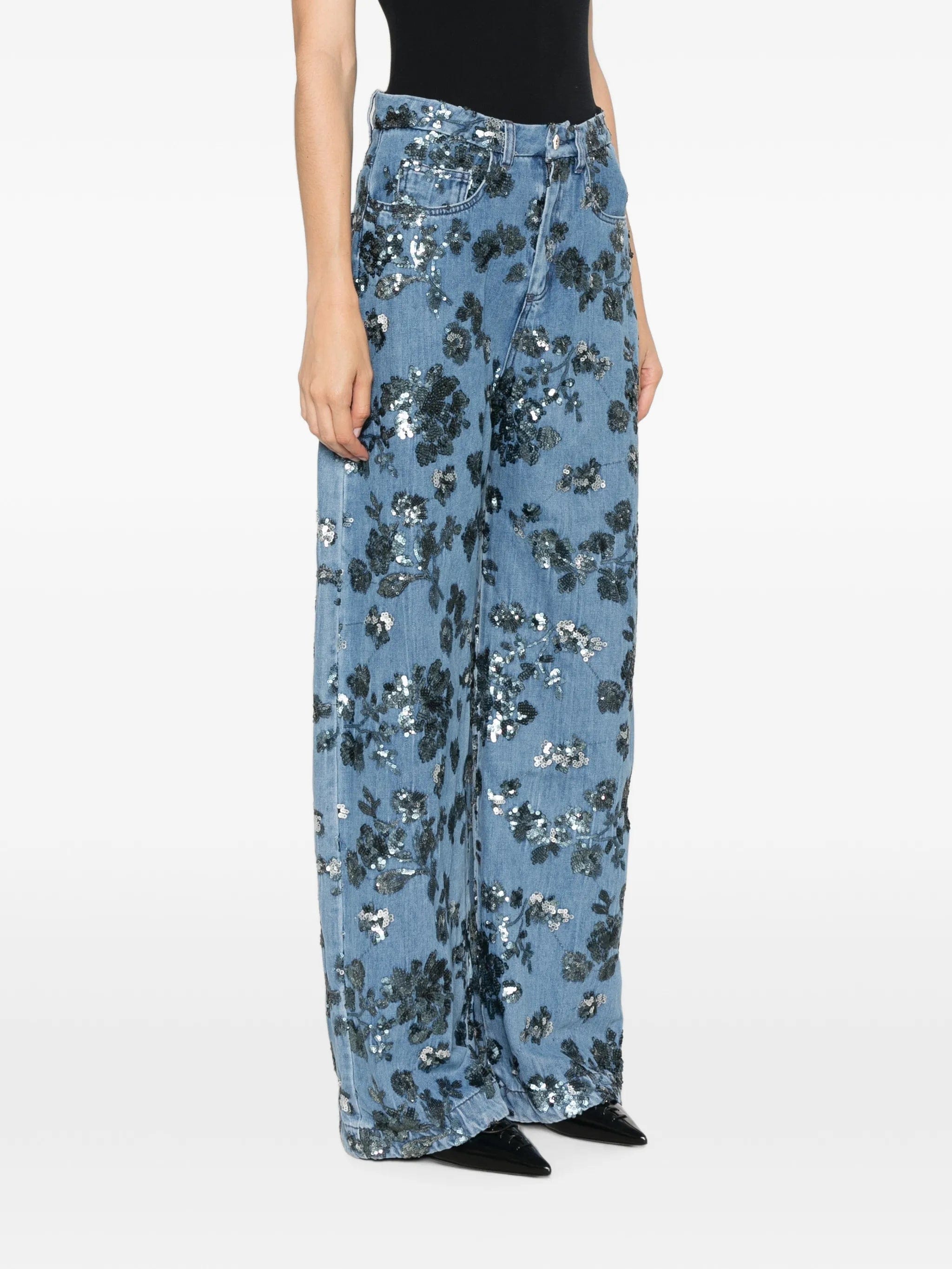 Marques'almeida sequin - embroidered jeans