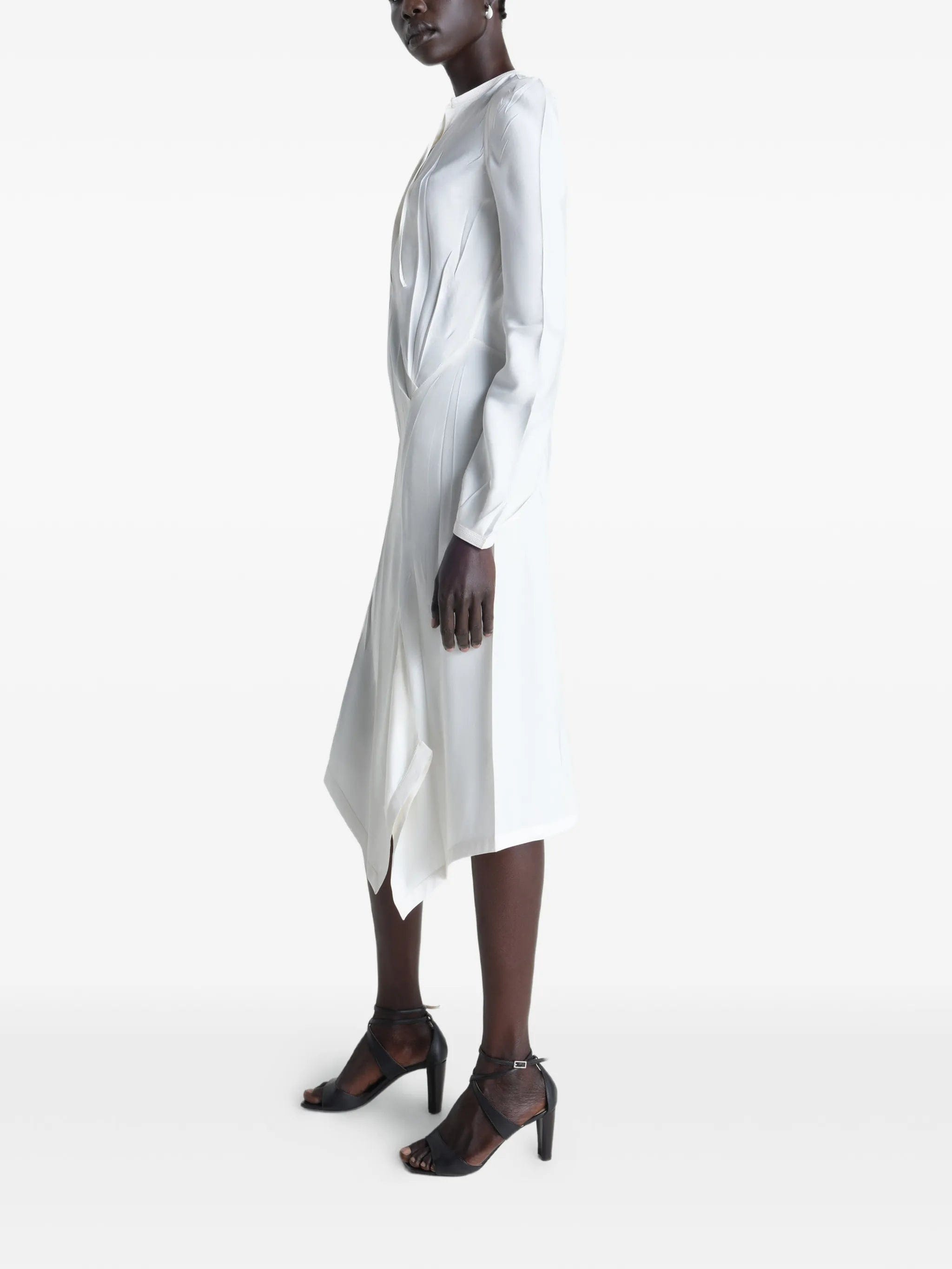 Lemaire creased bias dress in poly viscose twill