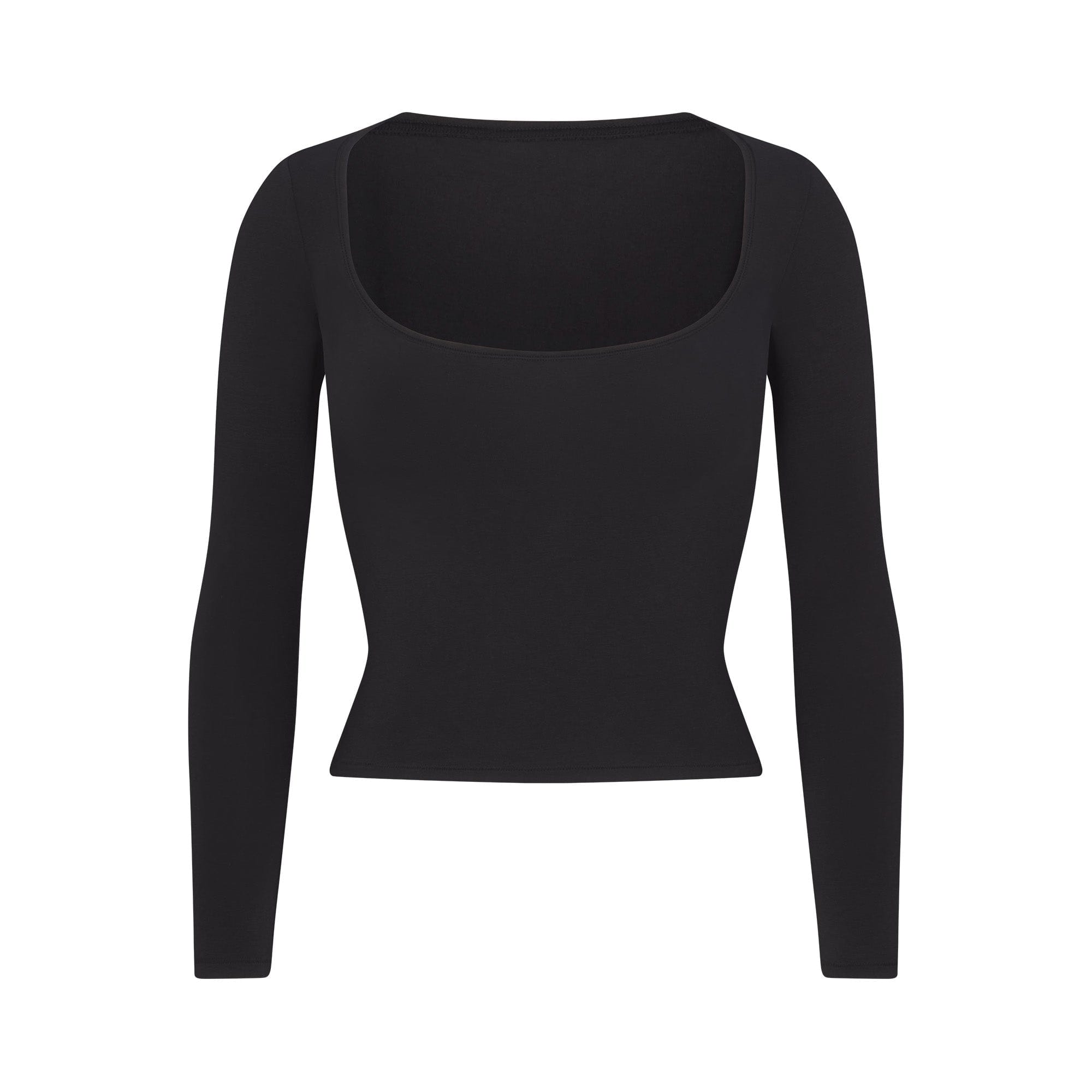 COTTON JERSEY Skims Cotton Jersey Scoop Neck Long Sleeve Soot