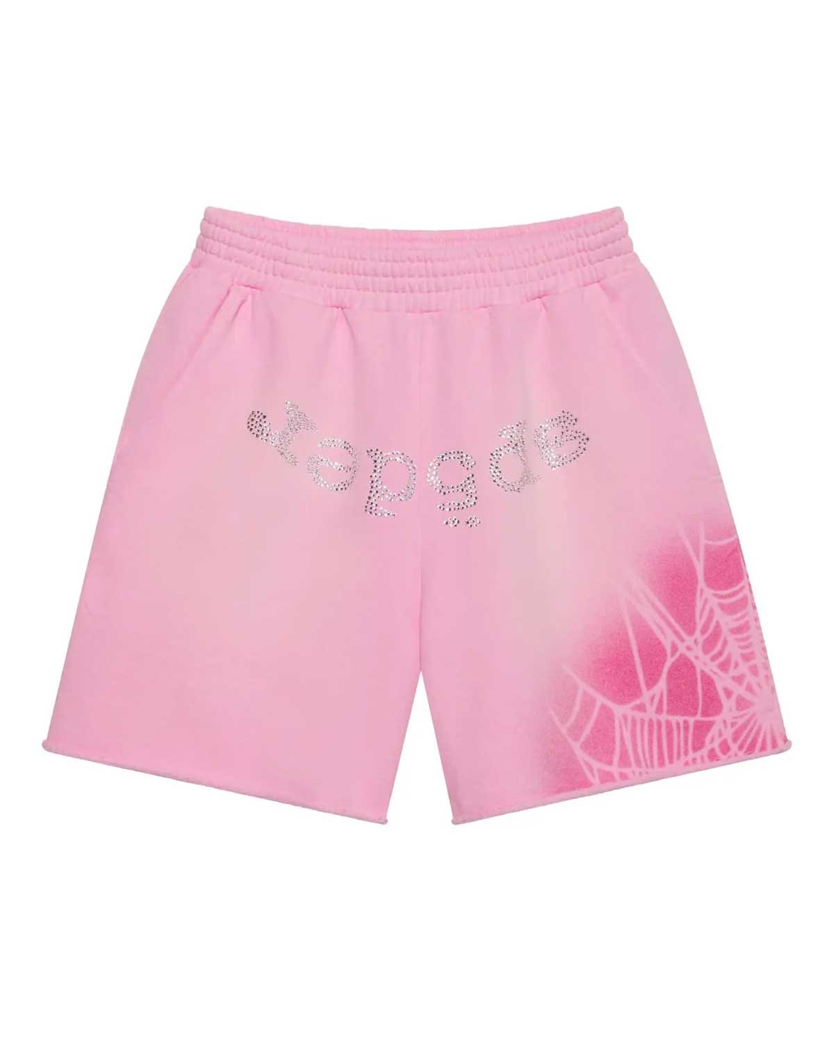 Sp5der Worldwide Sp5der OG Web V2 Spray Sweatshorts Light Pink