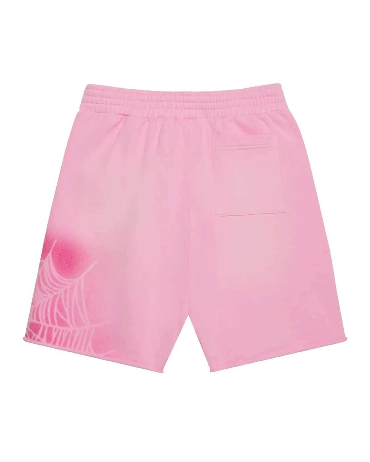 Sp5der Worldwide Sp5der OG Web V2 Spray Sweatshorts Light Pink